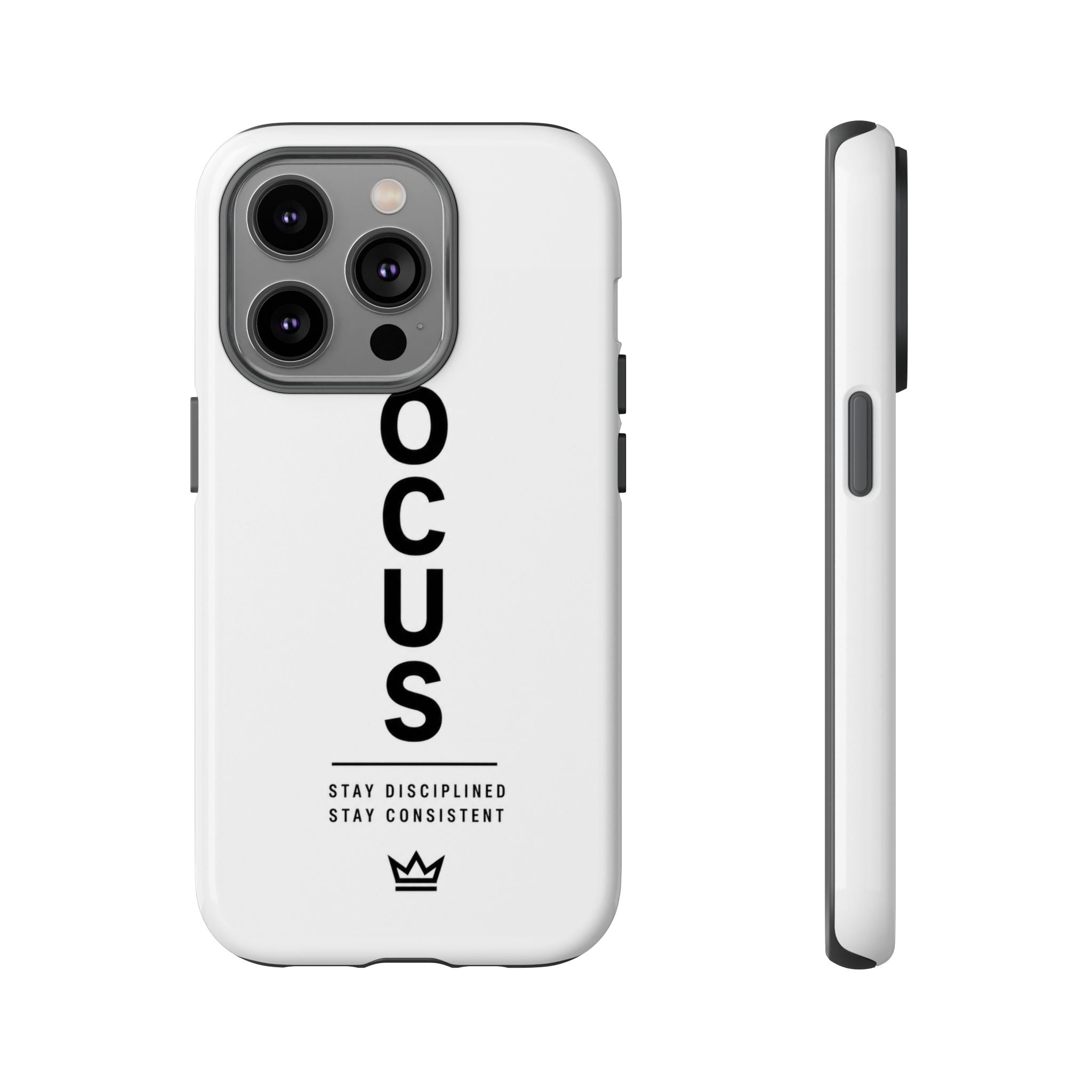 FOCUS Phone Case — Minimalist Motivational iPhone Cover (“Stay Disciplined, Stay Consistent”)
