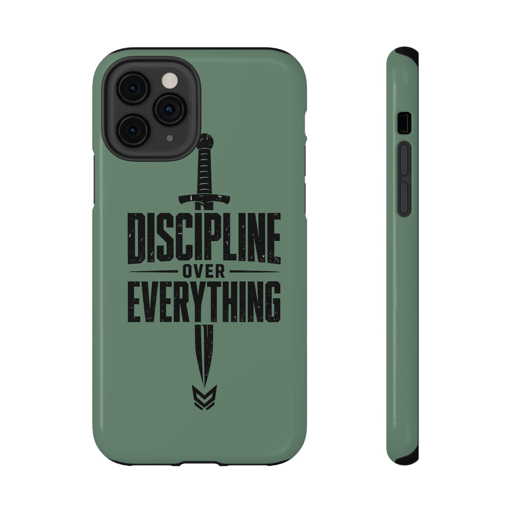 Phone Case — "Discipline Over Everything" Military Green Impact-Resistant Case