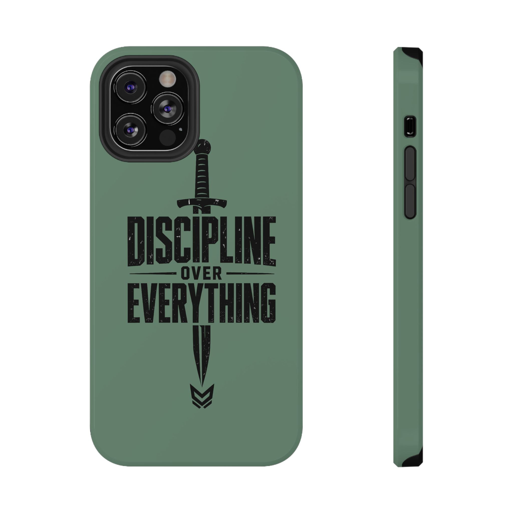 Phone Case — "Discipline Over Everything" Military Green Impact-Resistant Case