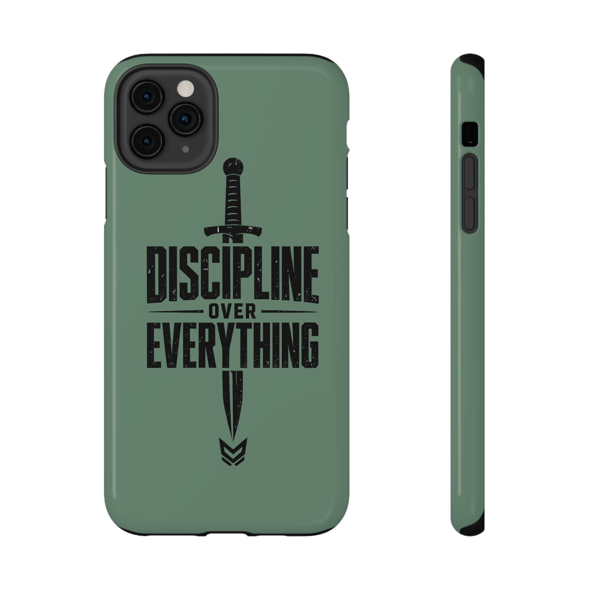Phone Case — "Discipline Over Everything" Military Green Impact-Resistant Case