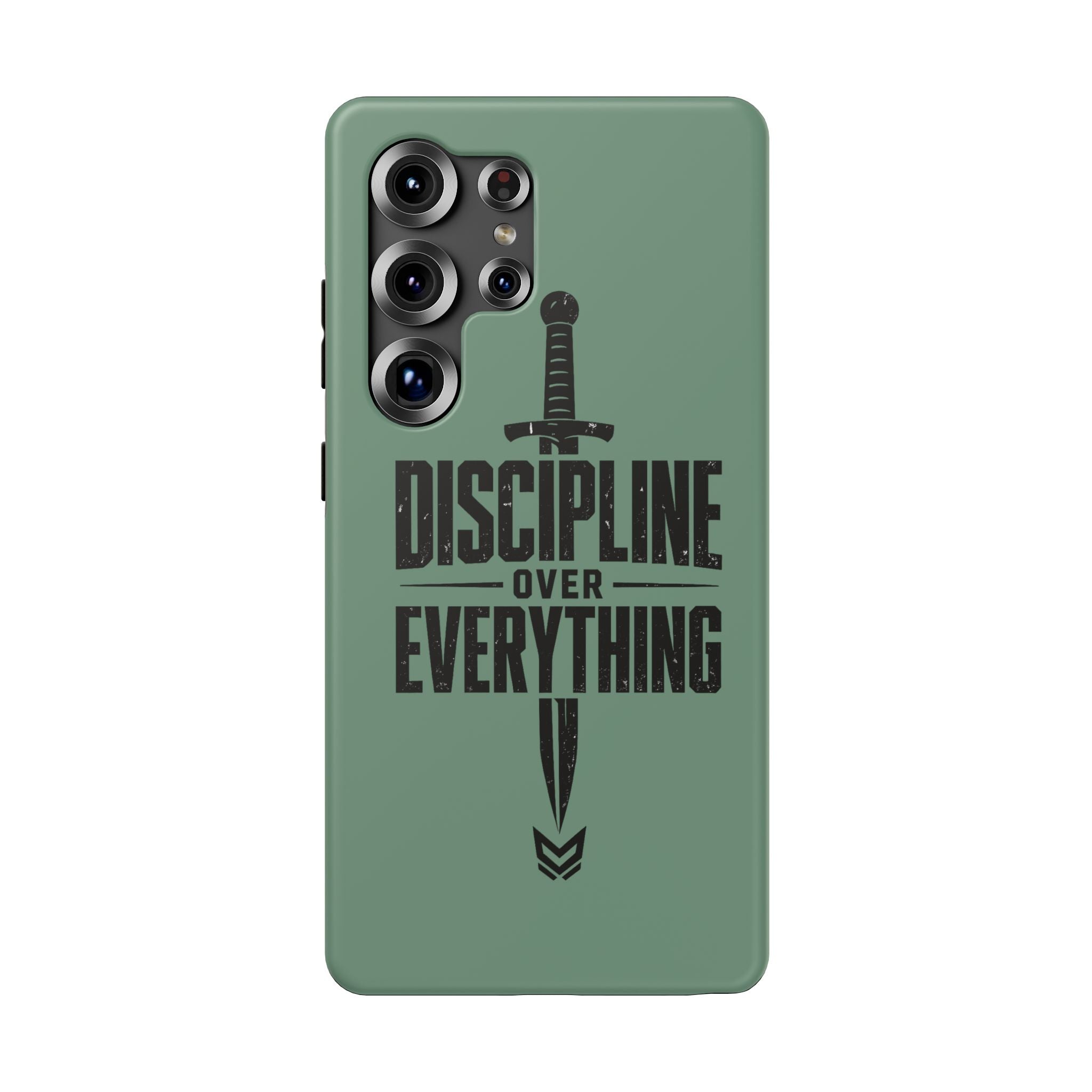 Phone Case — "Discipline Over Everything" Military Green Impact-Resistant Case