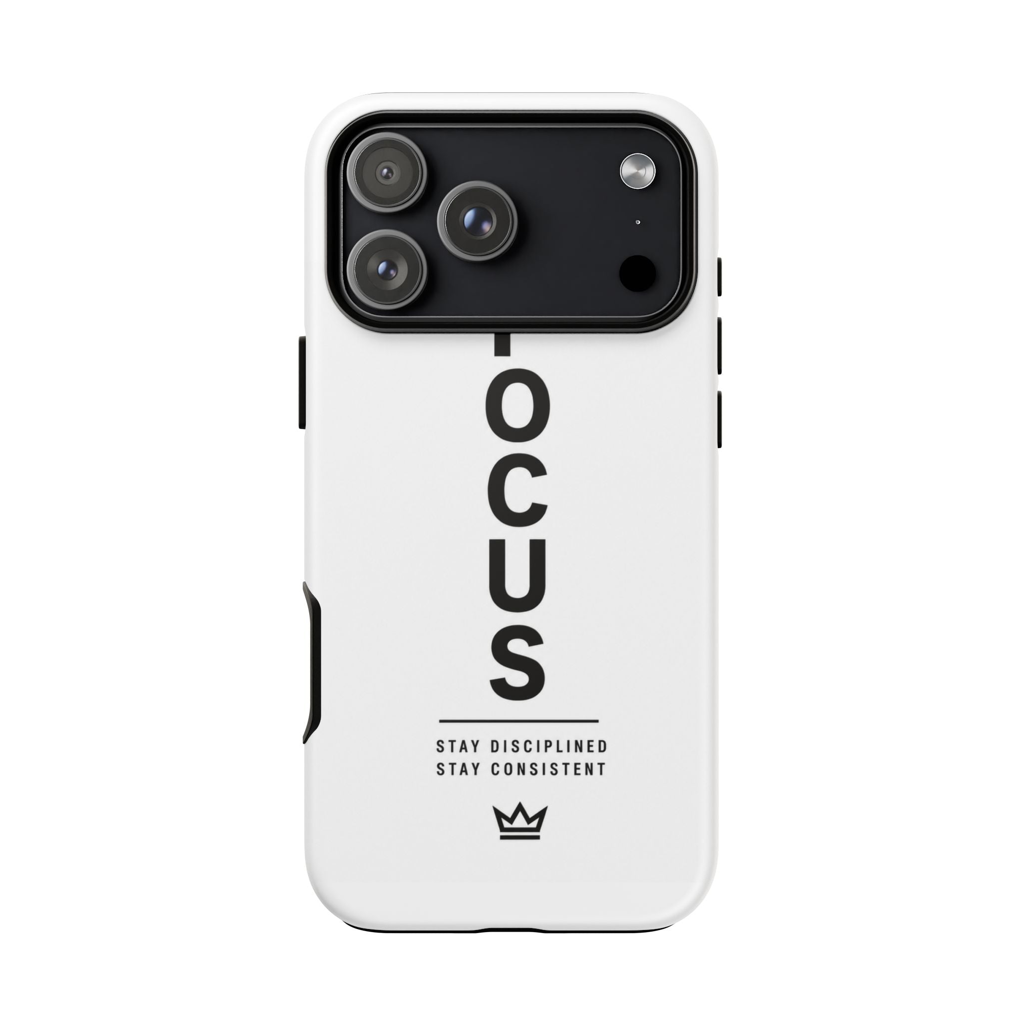 FOCUS Phone Case — Minimalist Motivational iPhone Cover (“Stay Disciplined, Stay Consistent”)