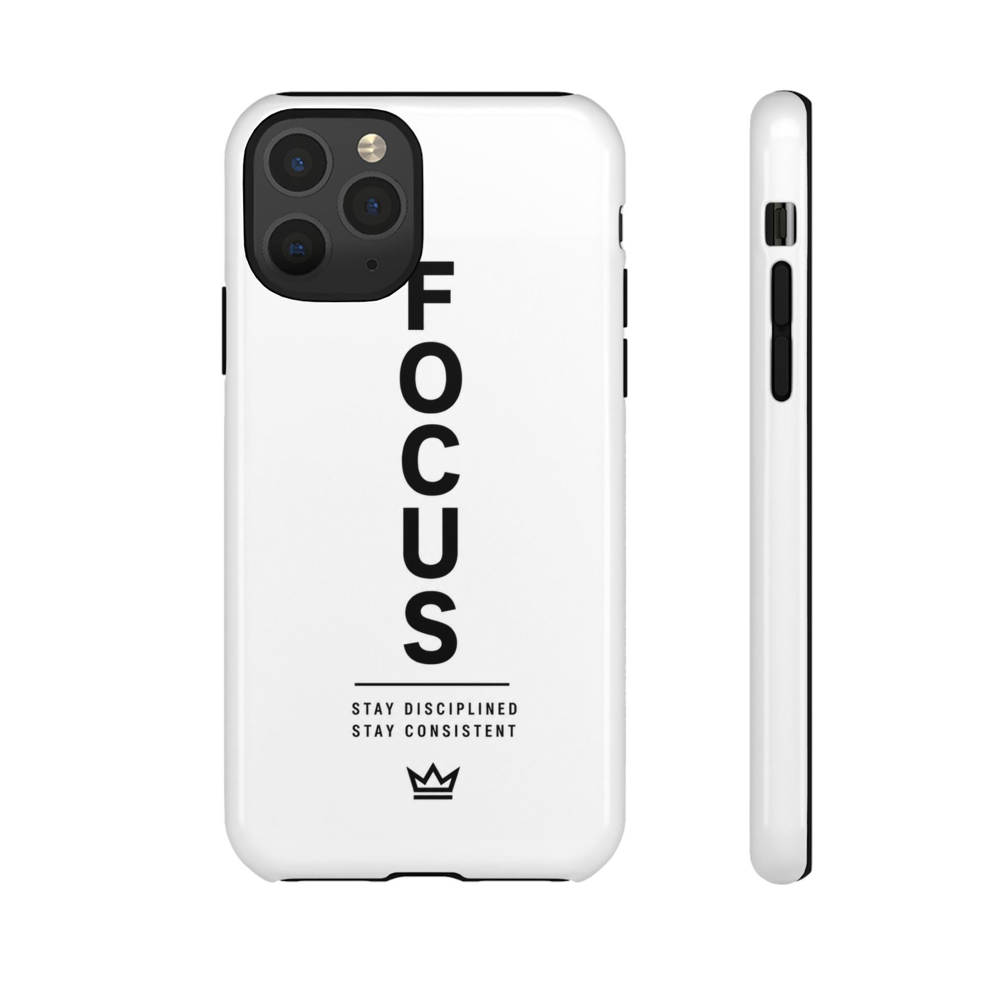 FOCUS Phone Case — Minimalist Motivational iPhone Cover (“Stay Disciplined, Stay Consistent”)
