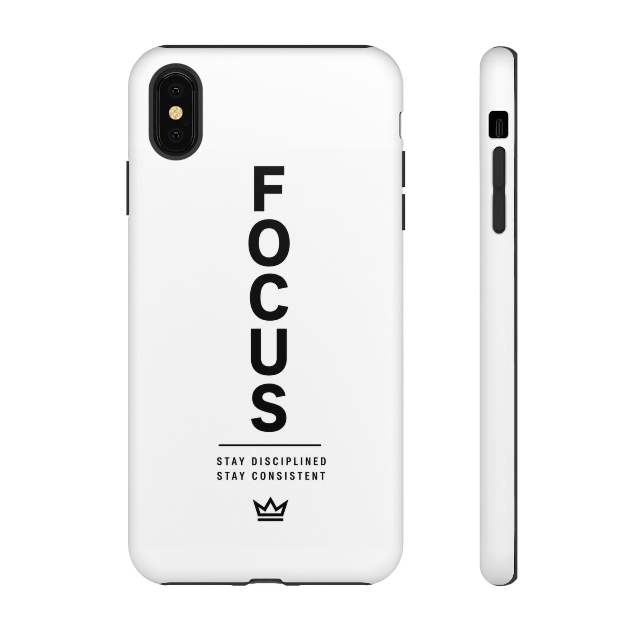 FOCUS Phone Case — Minimalist Motivational iPhone Cover (“Stay Disciplined, Stay Consistent”)