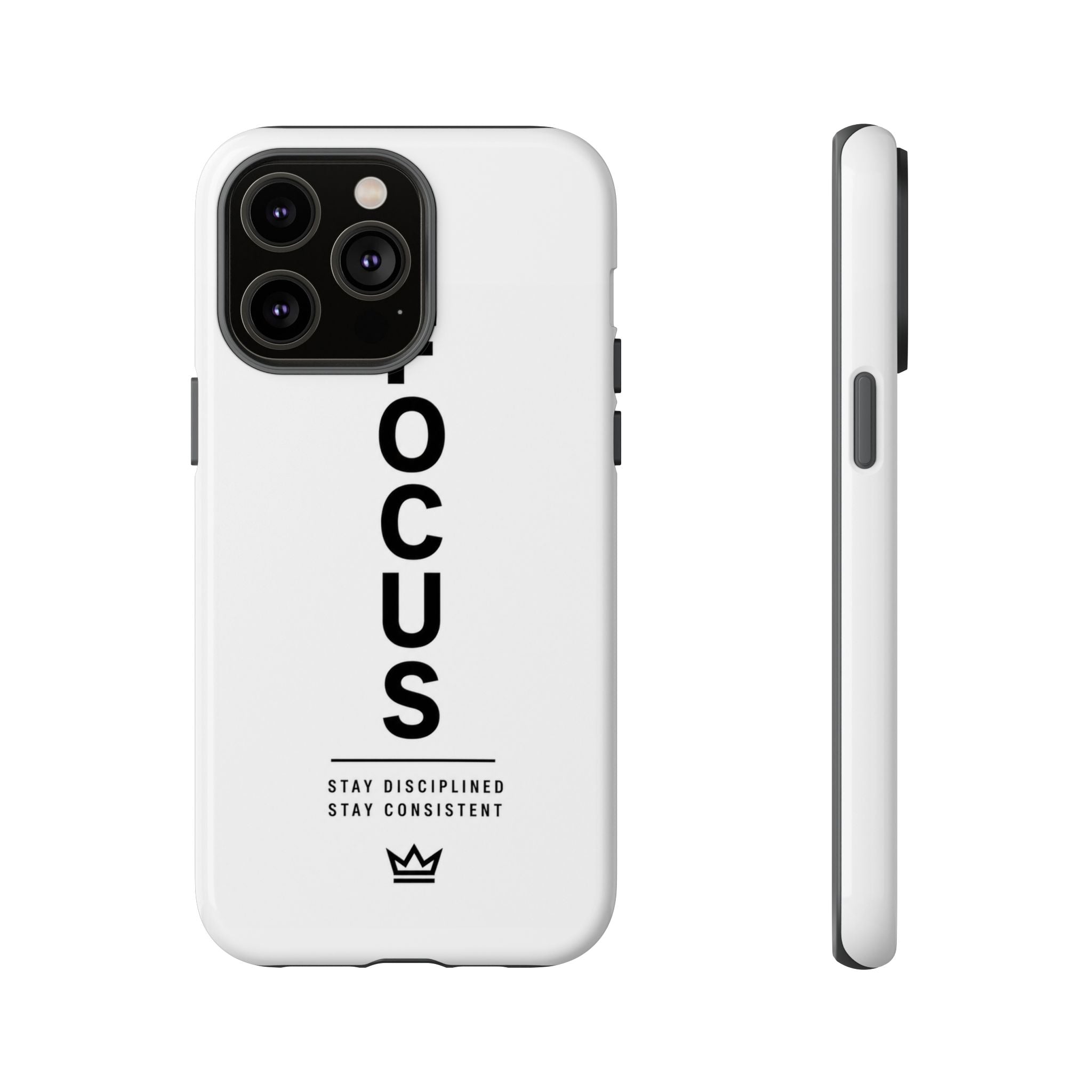 FOCUS Phone Case — Minimalist Motivational iPhone Cover (“Stay Disciplined, Stay Consistent”)