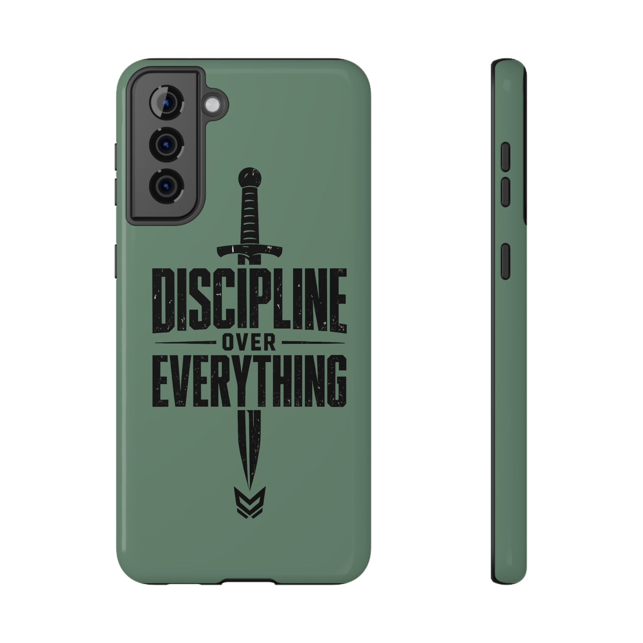 Phone Case — "Discipline Over Everything" Military Green Impact-Resistant Case