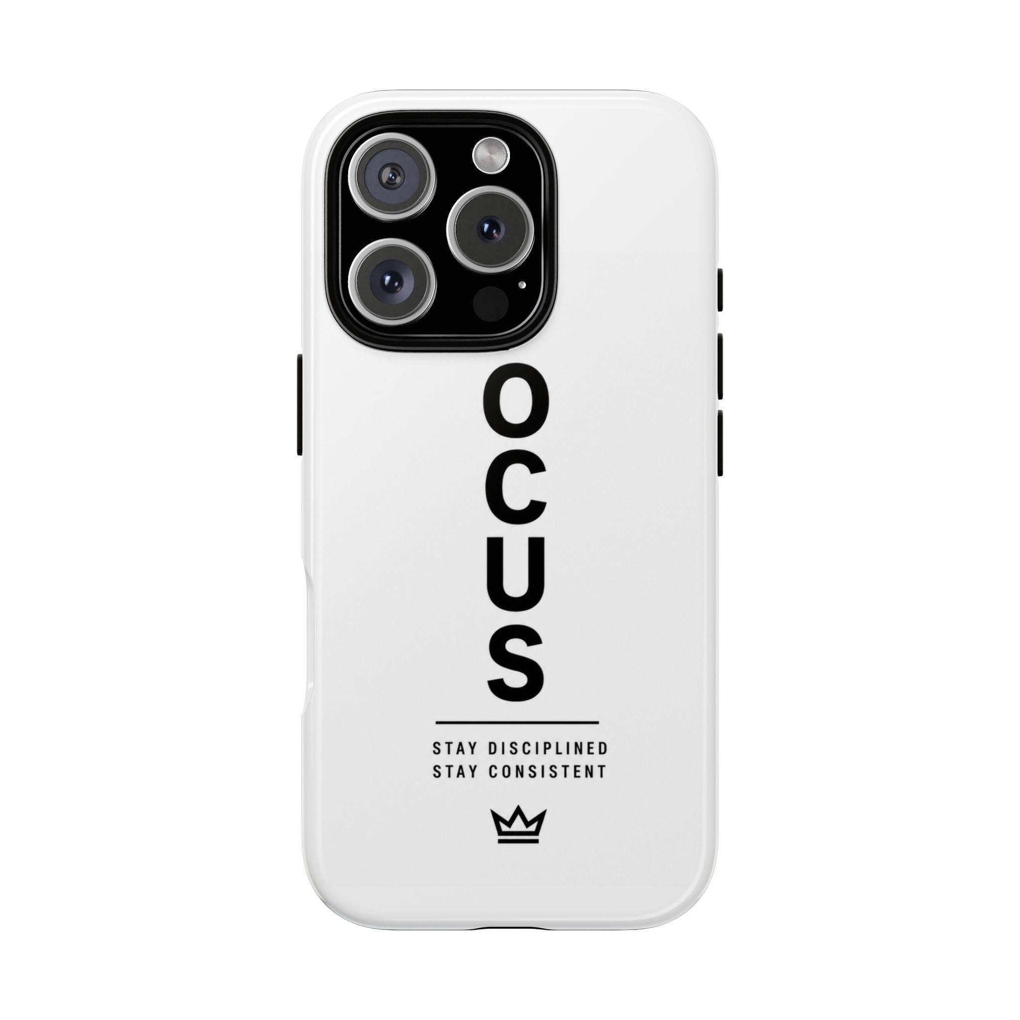 FOCUS Phone Case — Minimalist Motivational iPhone Cover (“Stay Disciplined, Stay Consistent”)