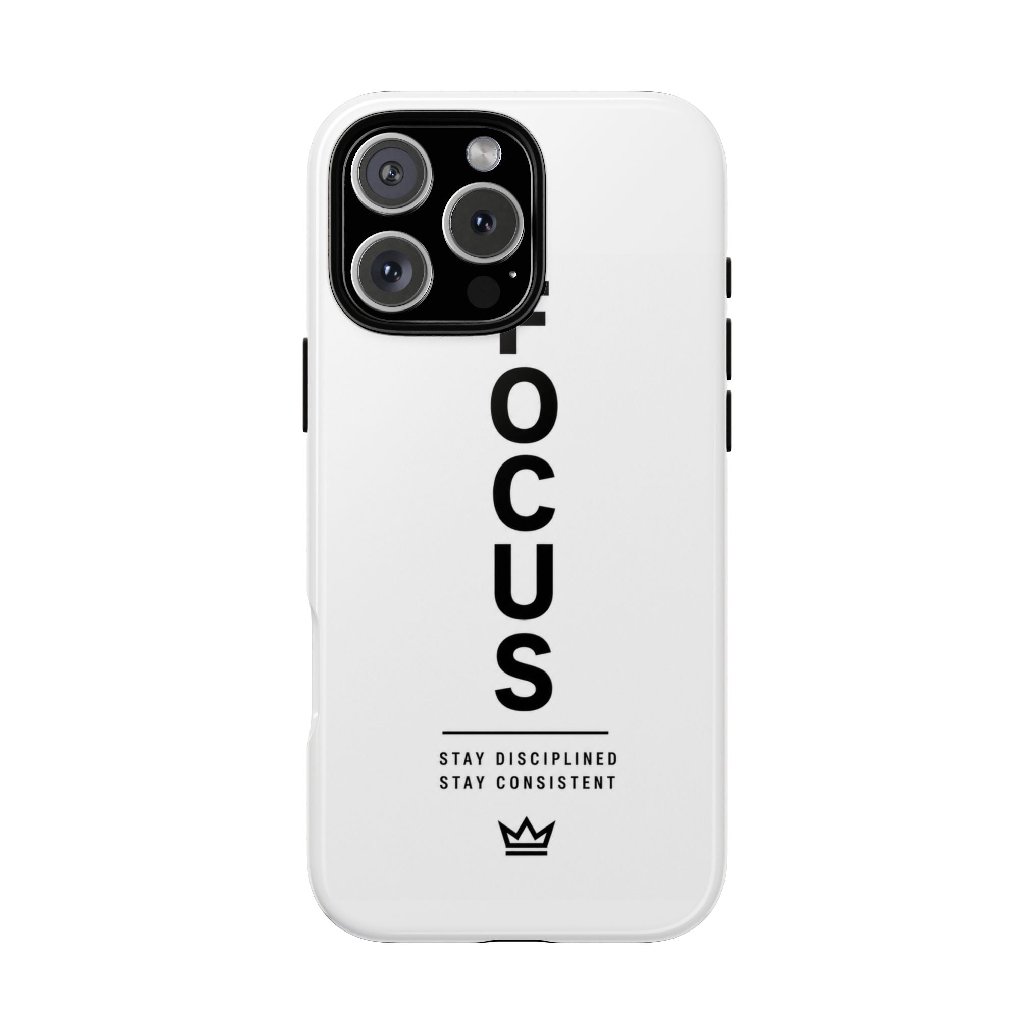 FOCUS Phone Case — Minimalist Motivational iPhone Cover (“Stay Disciplined, Stay Consistent”)