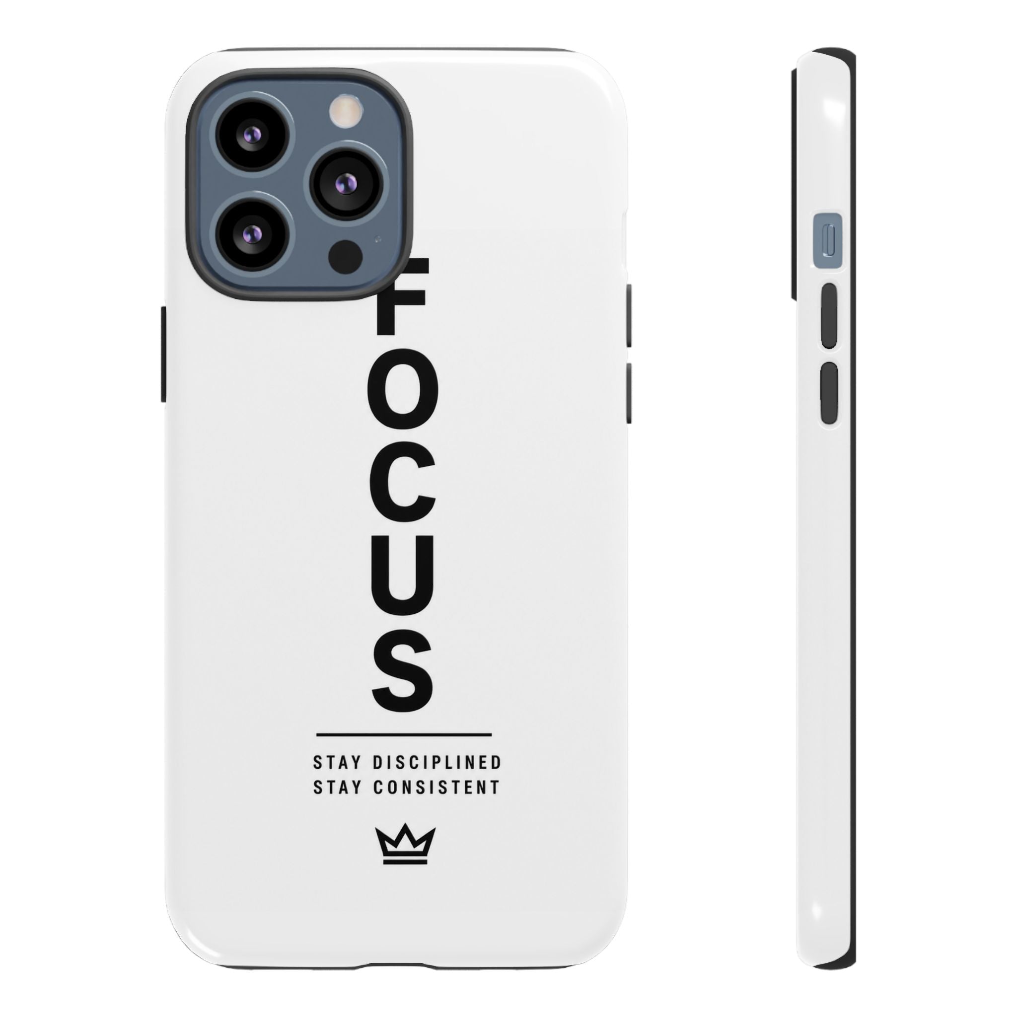 FOCUS Phone Case — Minimalist Motivational iPhone Cover (“Stay Disciplined, Stay Consistent”)
