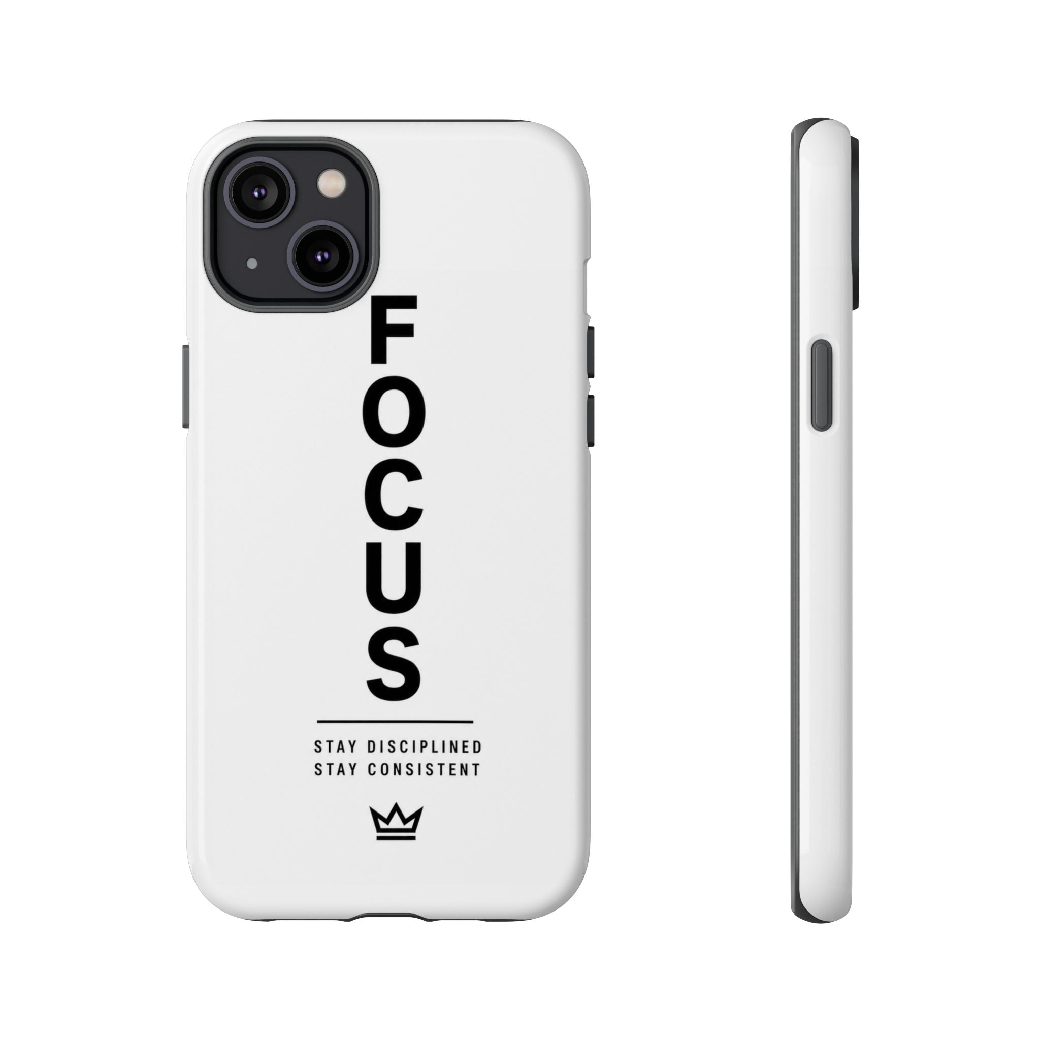 FOCUS Phone Case — Minimalist Motivational iPhone Cover (“Stay Disciplined, Stay Consistent”)