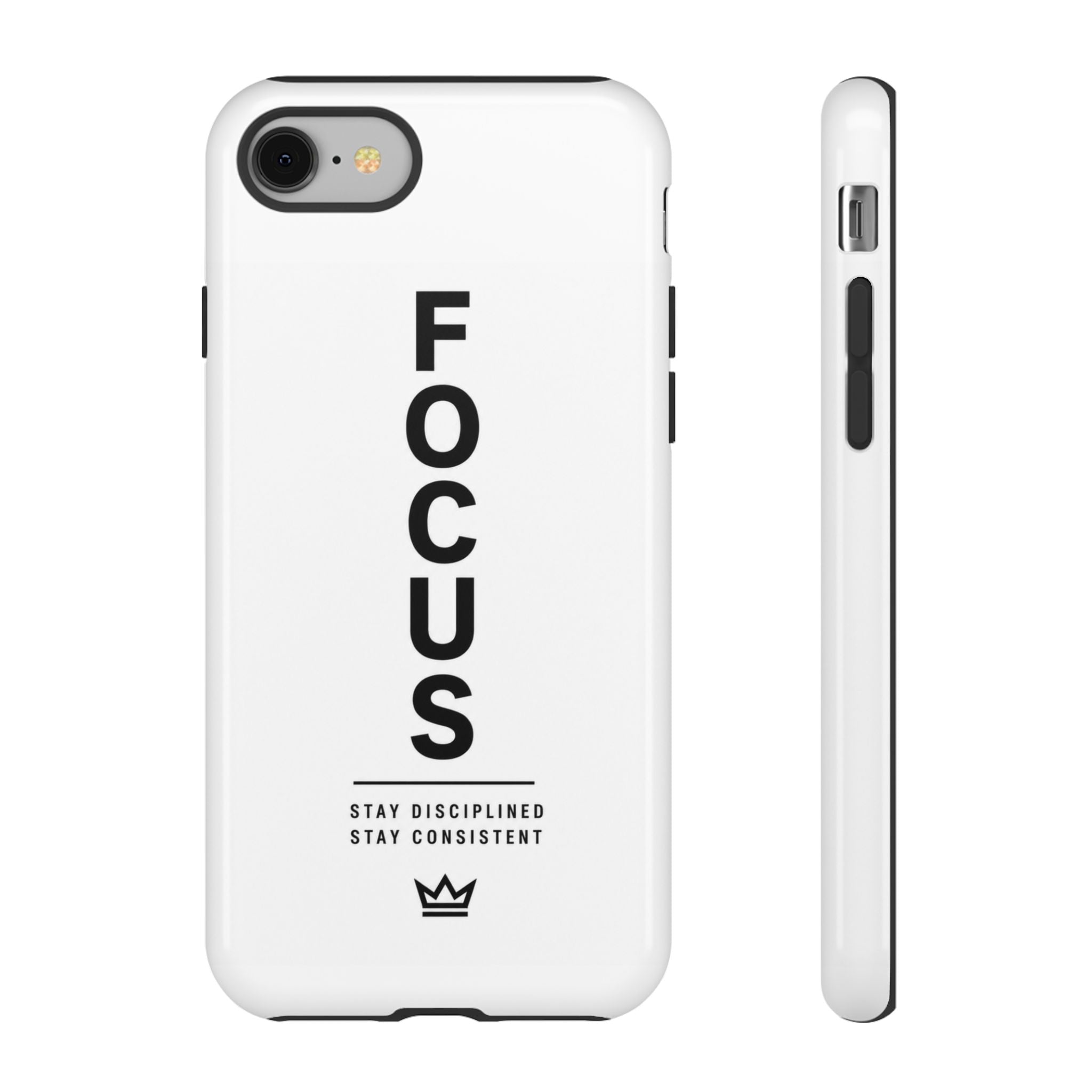 FOCUS Phone Case — Minimalist Motivational iPhone Cover (“Stay Disciplined, Stay Consistent”)