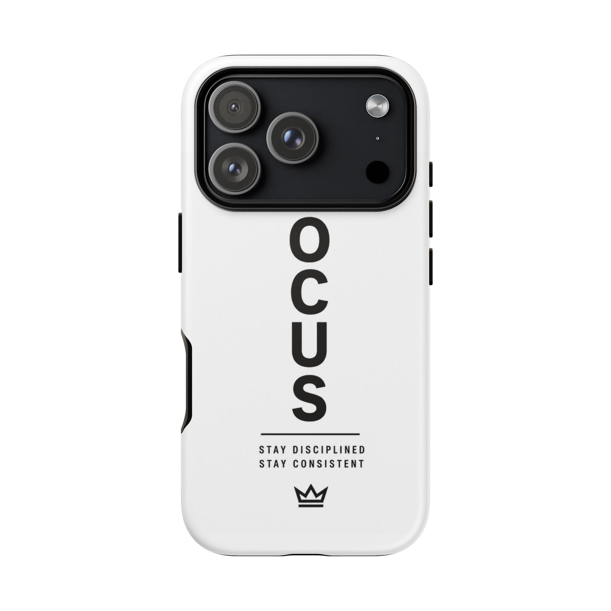 FOCUS Phone Case — Minimalist Motivational iPhone Cover (“Stay Disciplined, Stay Consistent”)