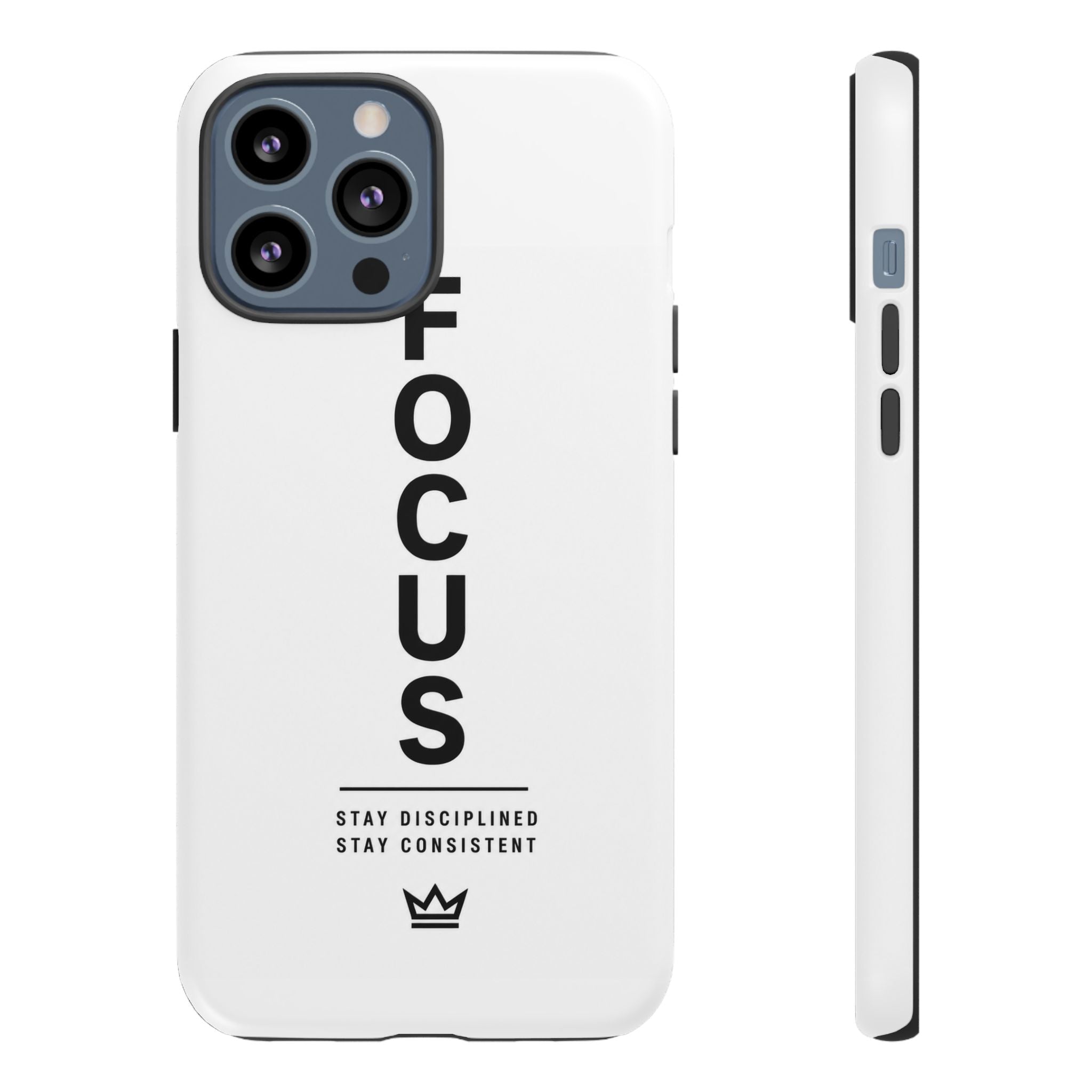 FOCUS Phone Case — Minimalist Motivational iPhone Cover (“Stay Disciplined, Stay Consistent”)