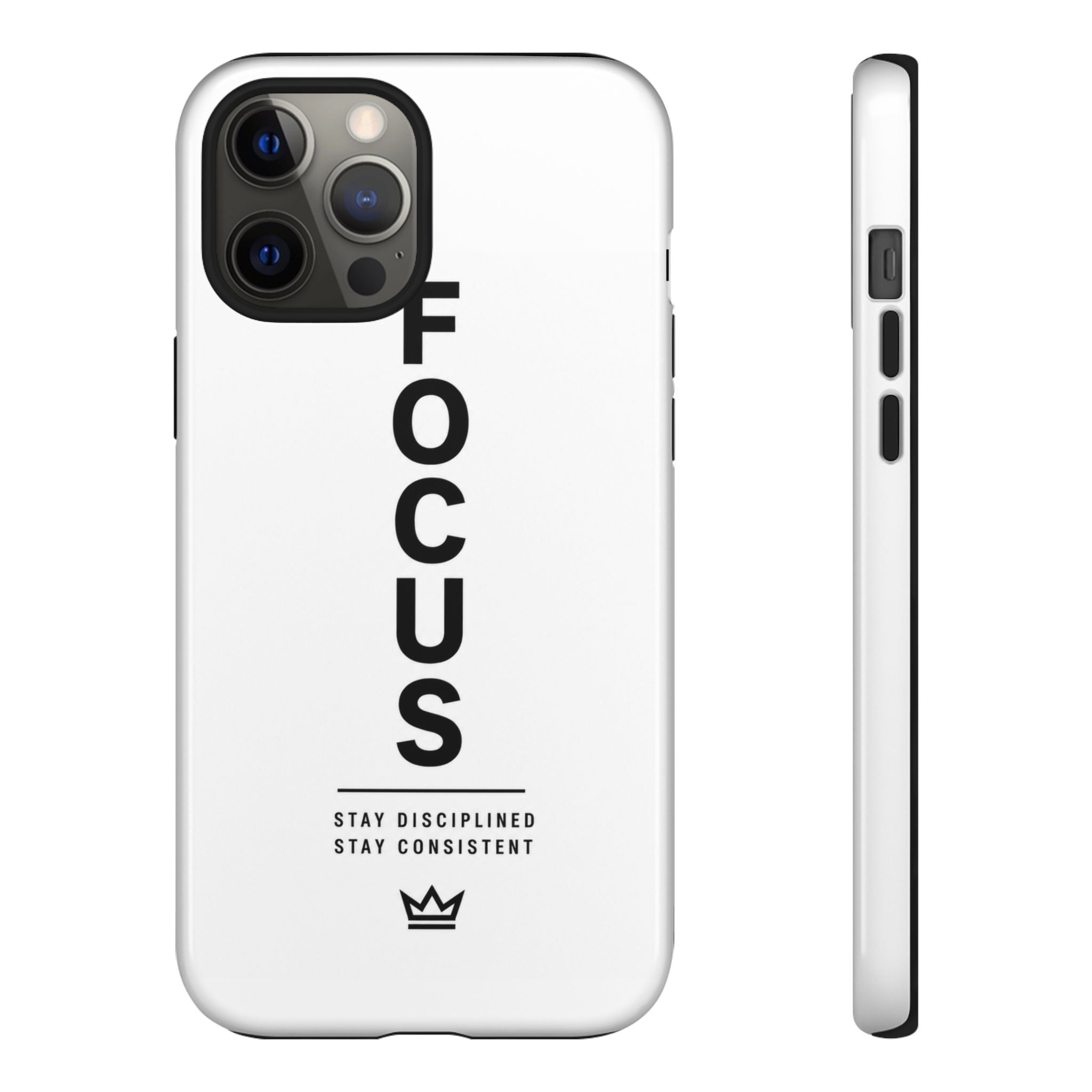 FOCUS Phone Case — Minimalist Motivational iPhone Cover (“Stay Disciplined, Stay Consistent”)