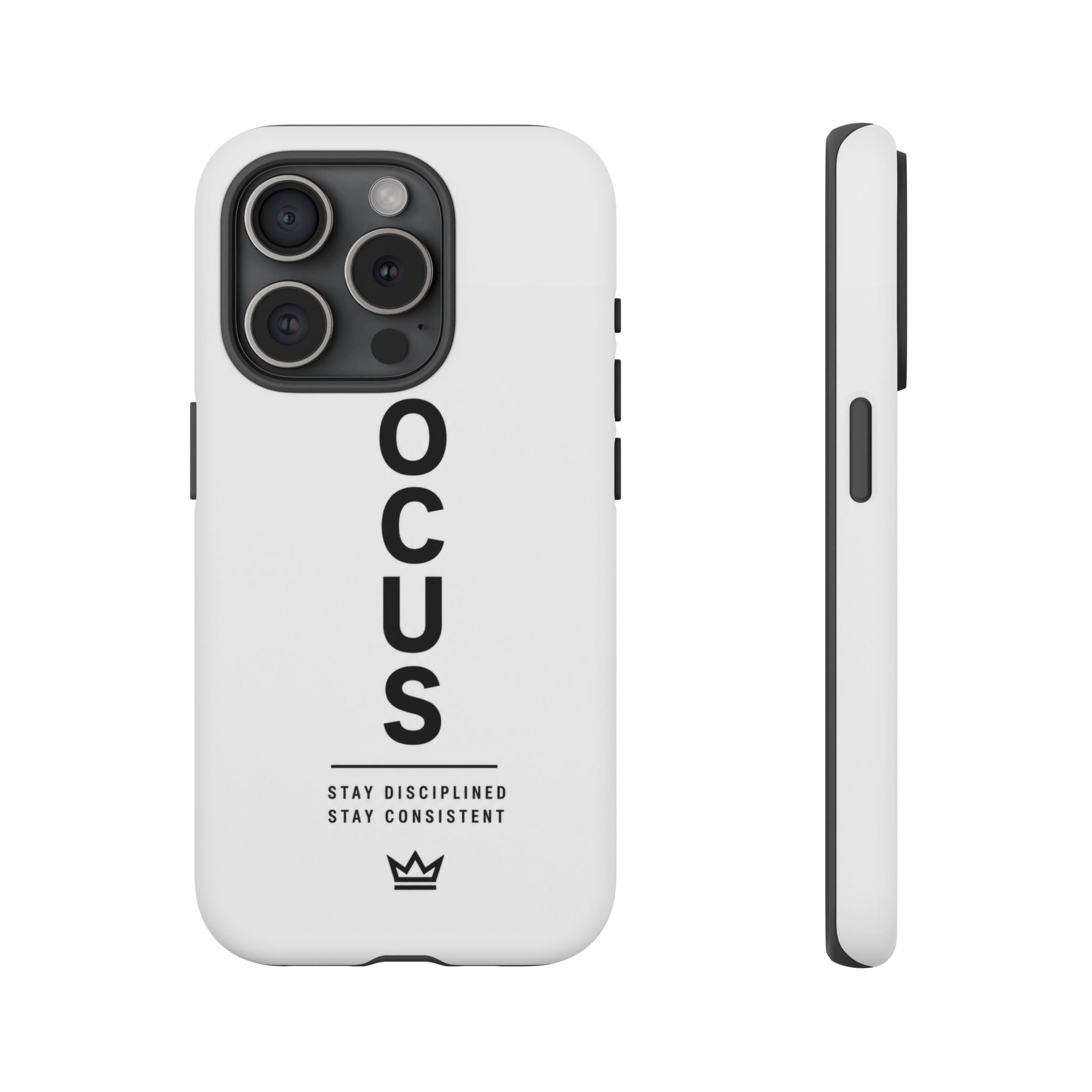 FOCUS Phone Case — Minimalist Motivational iPhone Cover (“Stay Disciplined, Stay Consistent”)