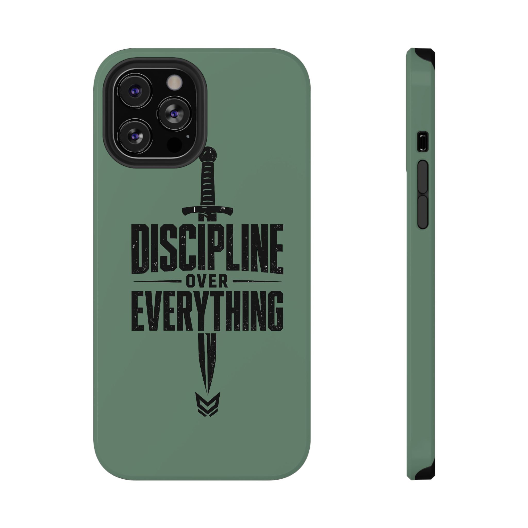 Phone Case — "Discipline Over Everything" Military Green Impact-Resistant Case