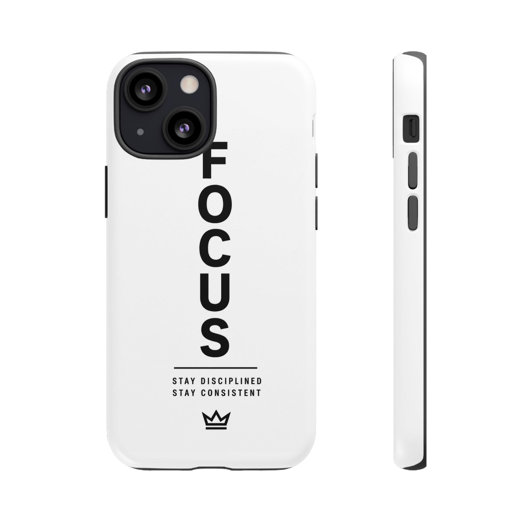 FOCUS Phone Case — Minimalist Motivational iPhone Cover (“Stay Disciplined, Stay Consistent”)