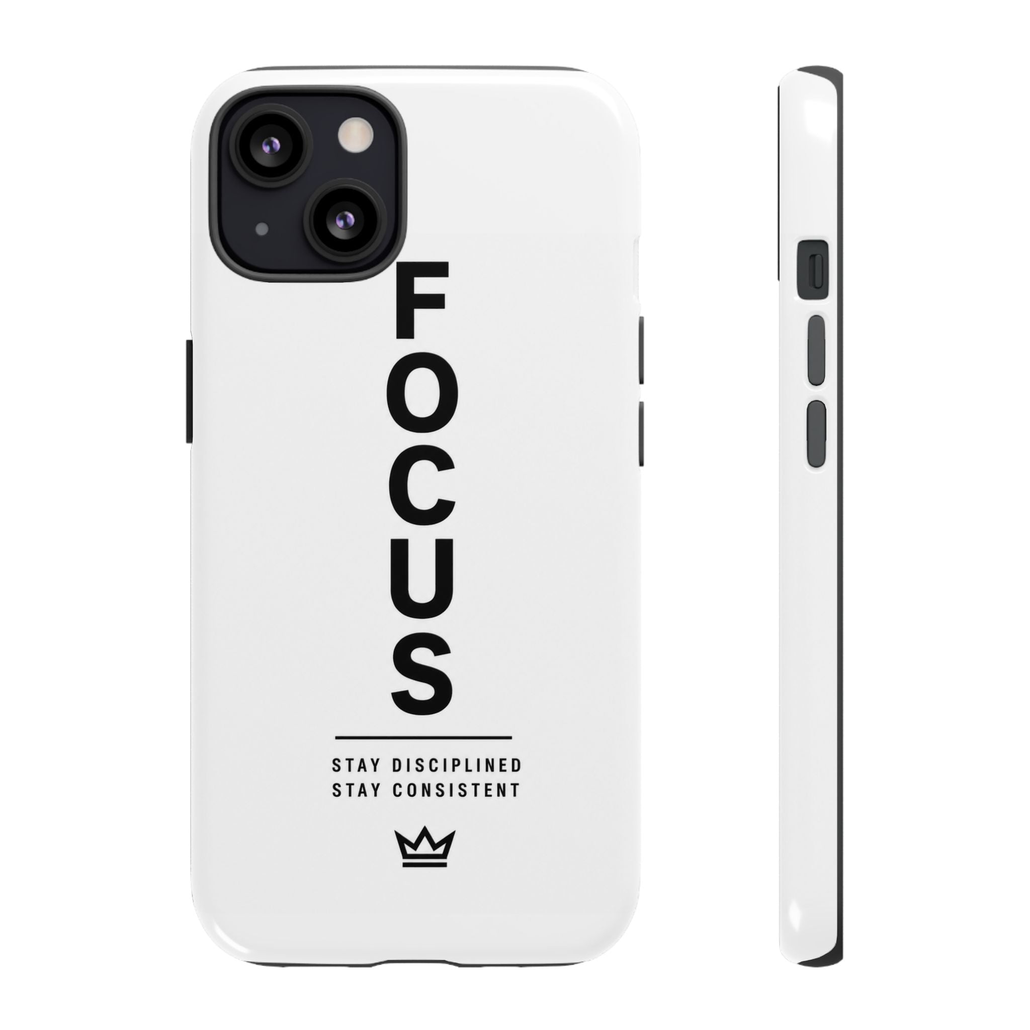 FOCUS Phone Case — Minimalist Motivational iPhone Cover (“Stay Disciplined, Stay Consistent”)