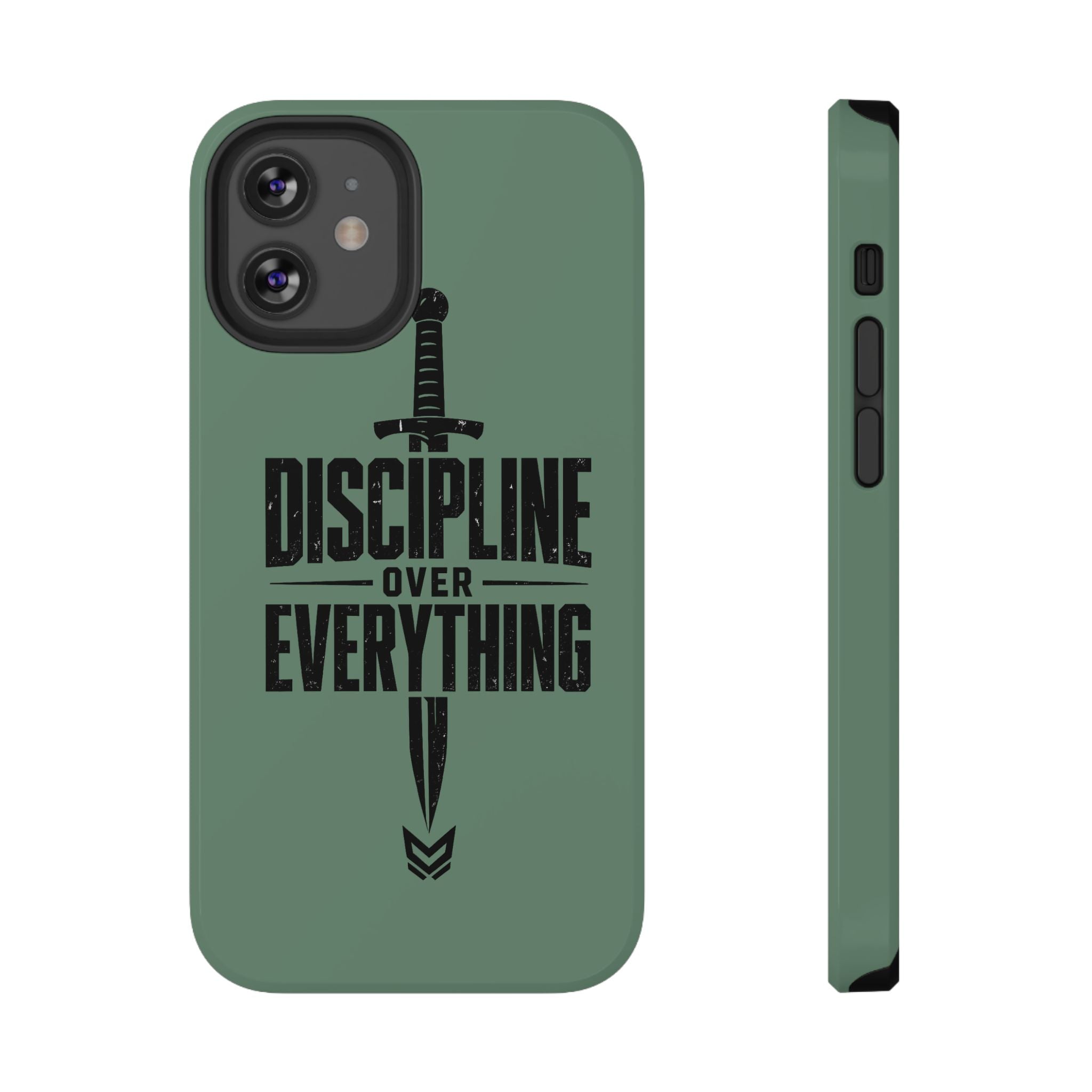 Phone Case — "Discipline Over Everything" Military Green Impact-Resistant Case