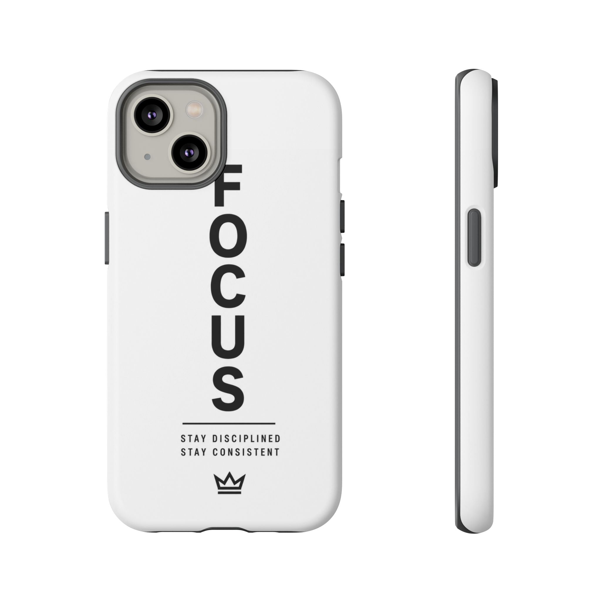 FOCUS Phone Case — Minimalist Motivational iPhone Cover (“Stay Disciplined, Stay Consistent”)