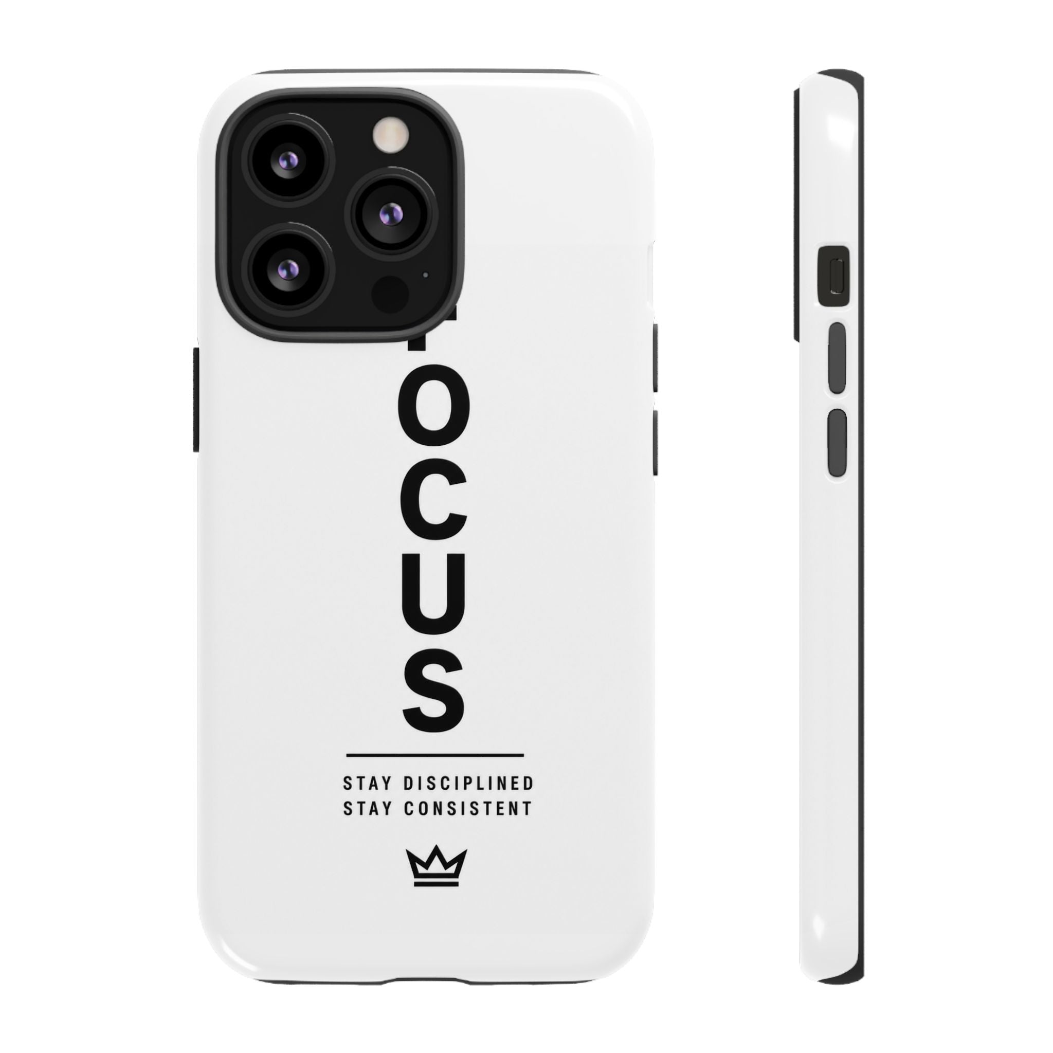 FOCUS Phone Case — Minimalist Motivational iPhone Cover (“Stay Disciplined, Stay Consistent”)
