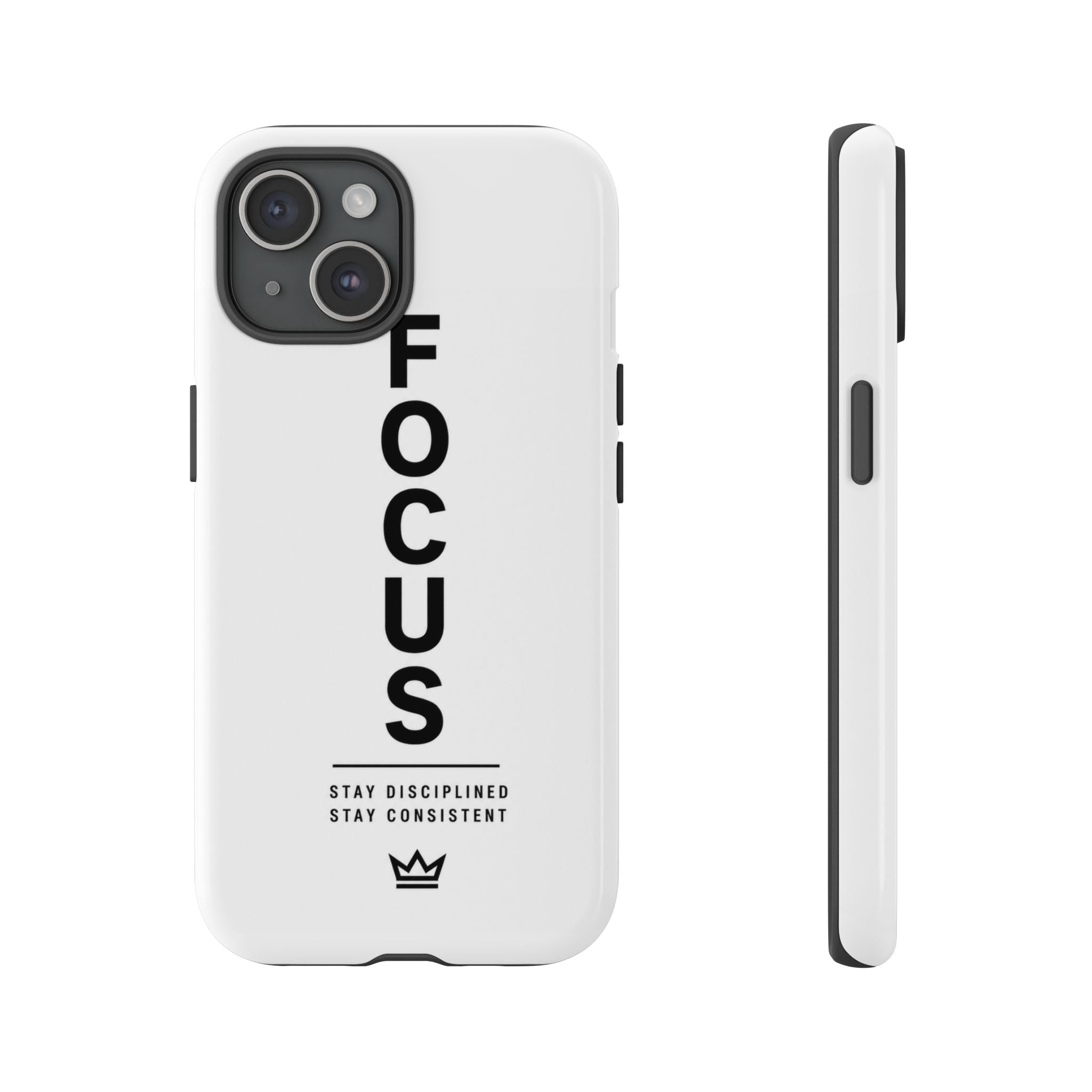 FOCUS Phone Case — Minimalist Motivational iPhone Cover (“Stay Disciplined, Stay Consistent”)