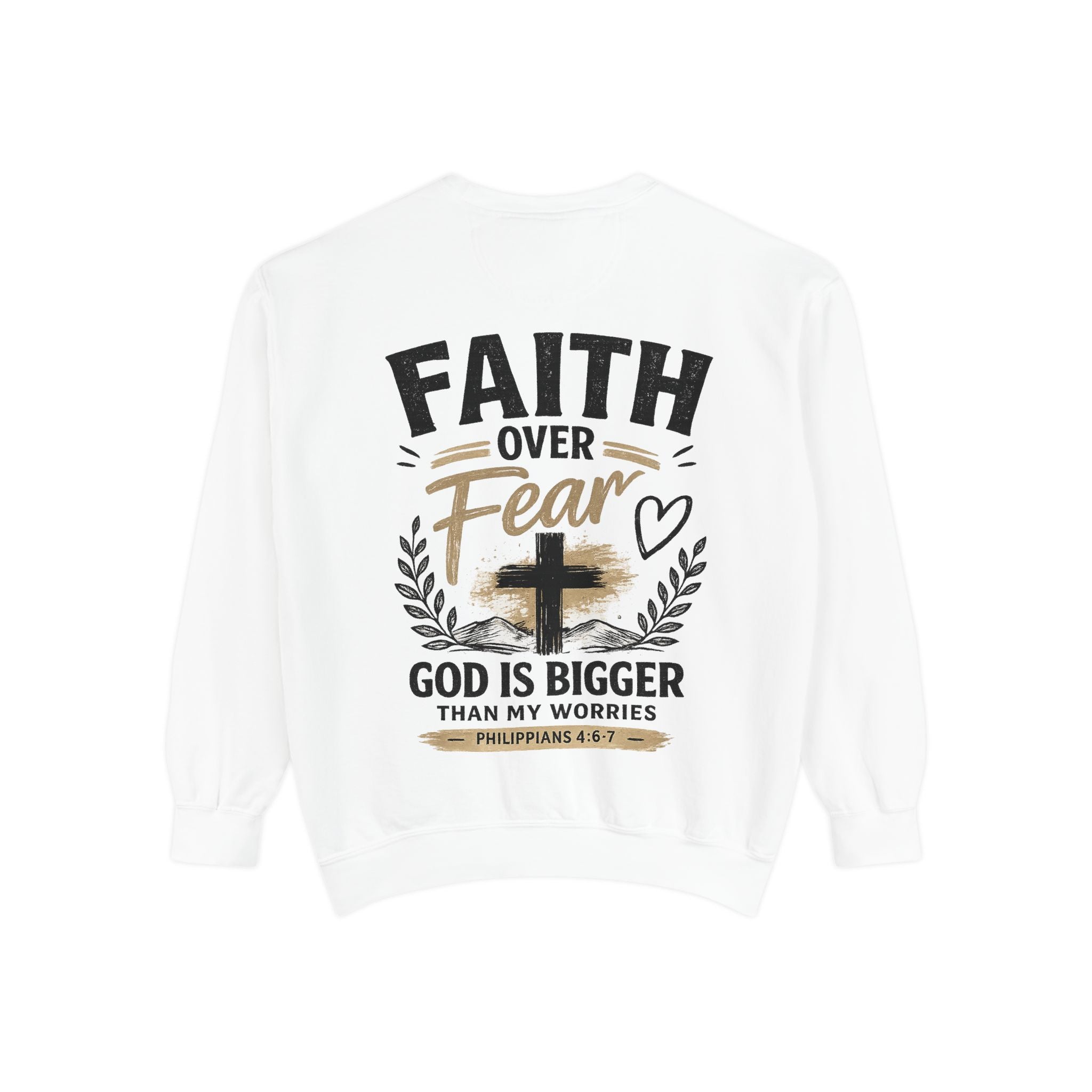 Faith Over Fear Sweatshirt — 'God Is Bigger' Christian Cross Pullover