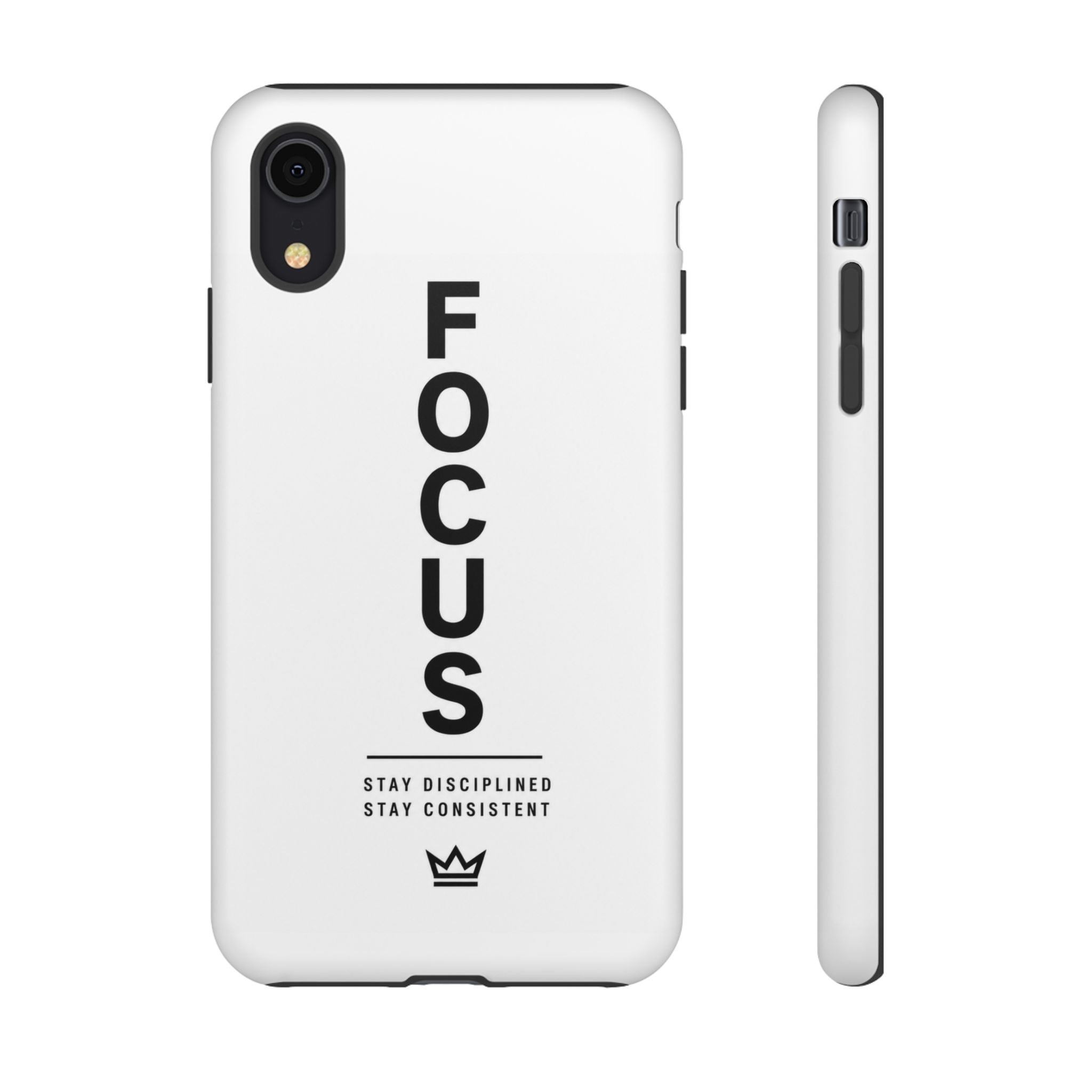 FOCUS Phone Case — Minimalist Motivational iPhone Cover (“Stay Disciplined, Stay Consistent”)