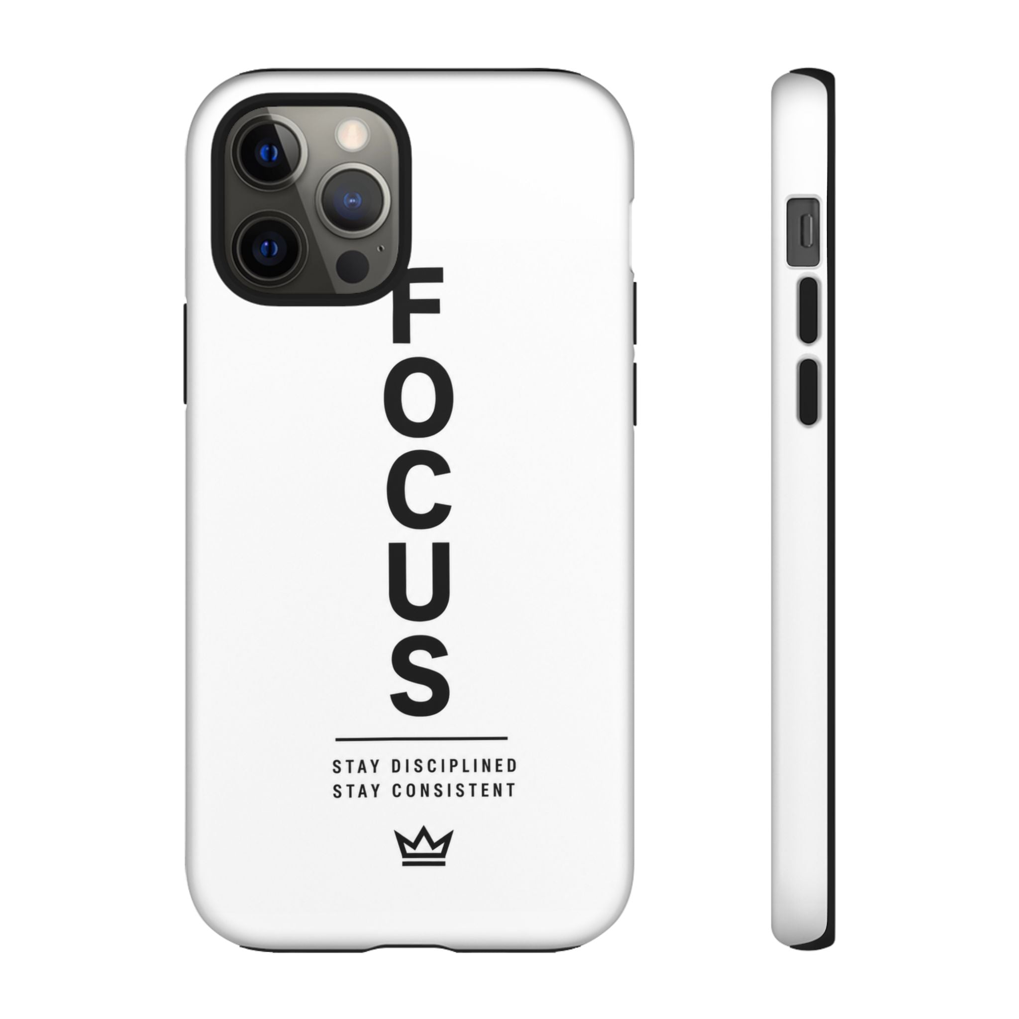 FOCUS Phone Case — Minimalist Motivational iPhone Cover (“Stay Disciplined, Stay Consistent”)