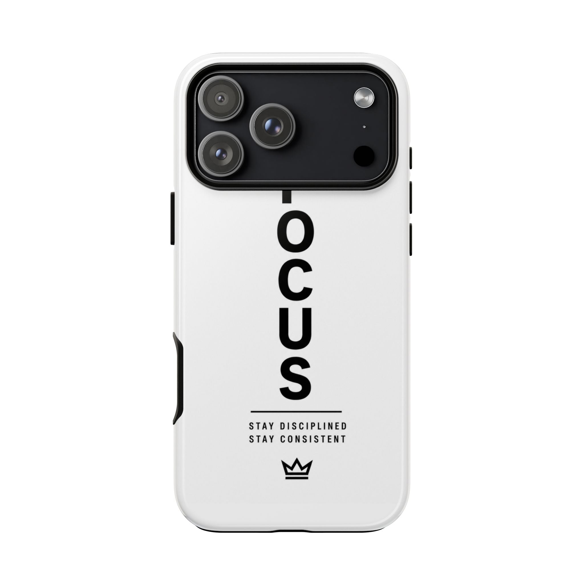 FOCUS Phone Case — Minimalist Motivational iPhone Cover (“Stay Disciplined, Stay Consistent”)