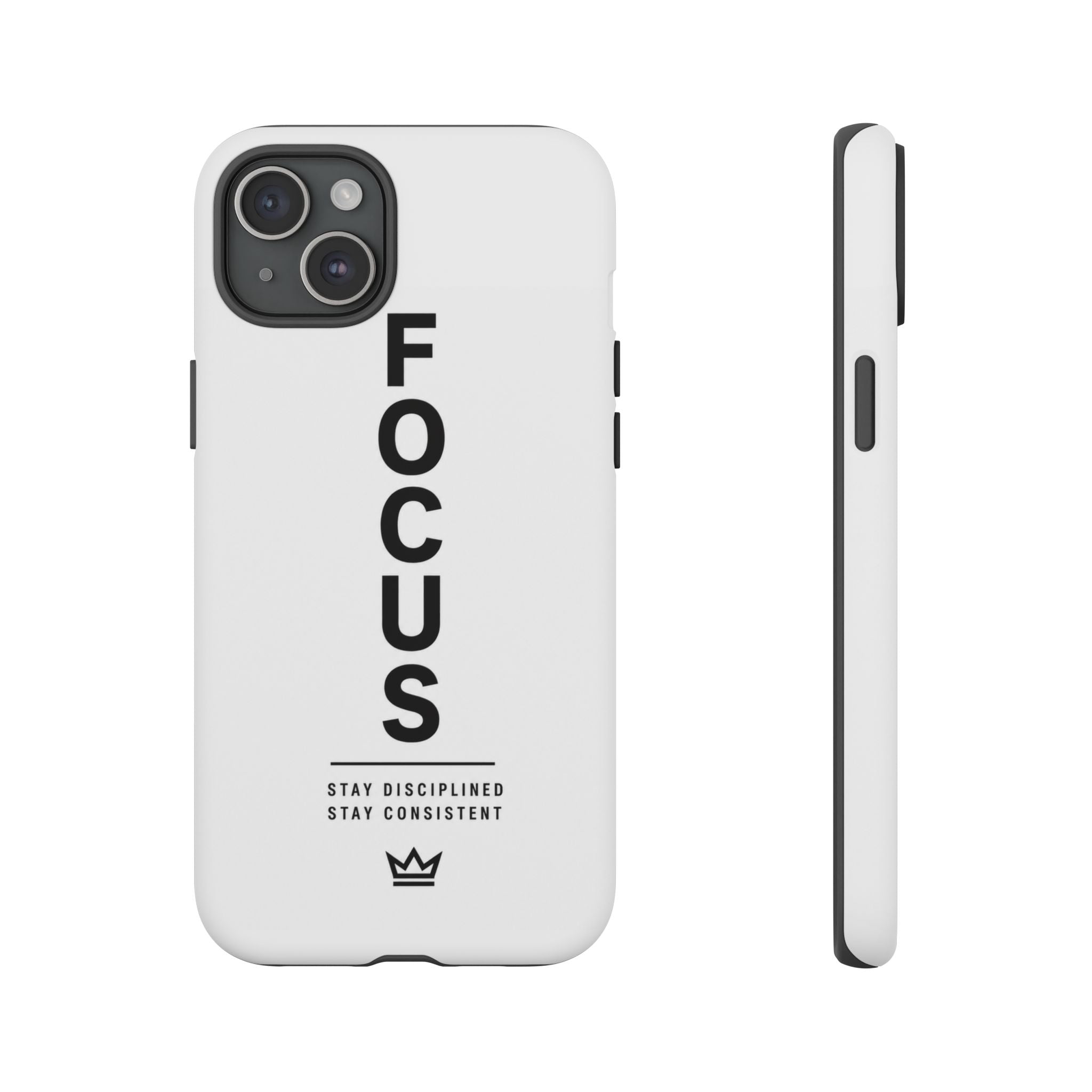 FOCUS Phone Case — Minimalist Motivational iPhone Cover (“Stay Disciplined, Stay Consistent”)