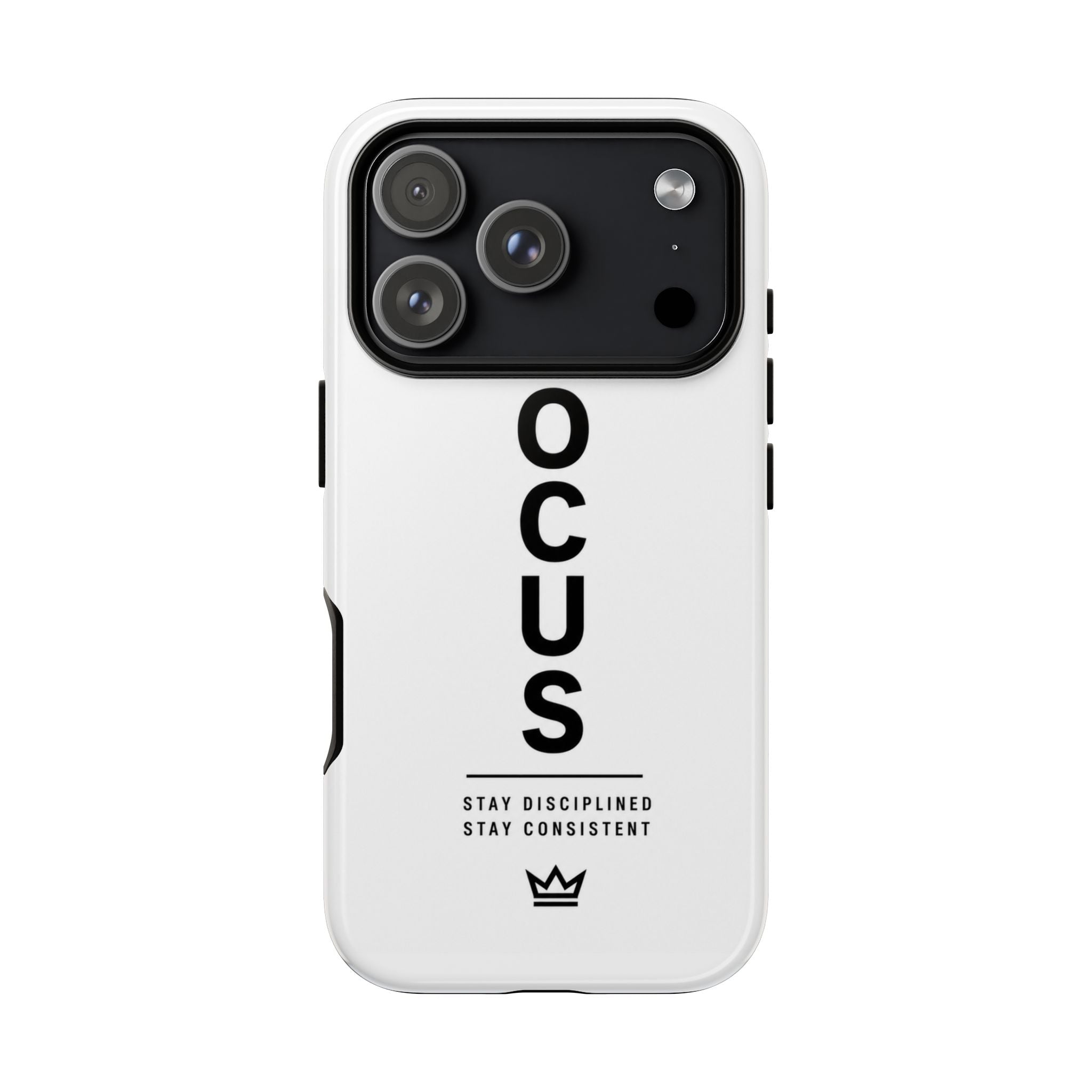 FOCUS Phone Case — Minimalist Motivational iPhone Cover (“Stay Disciplined, Stay Consistent”)