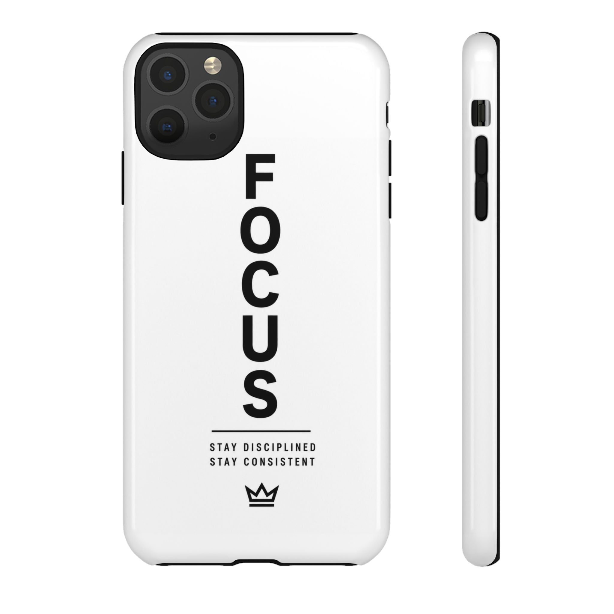 FOCUS Phone Case — Minimalist Motivational iPhone Cover (“Stay Disciplined, Stay Consistent”)