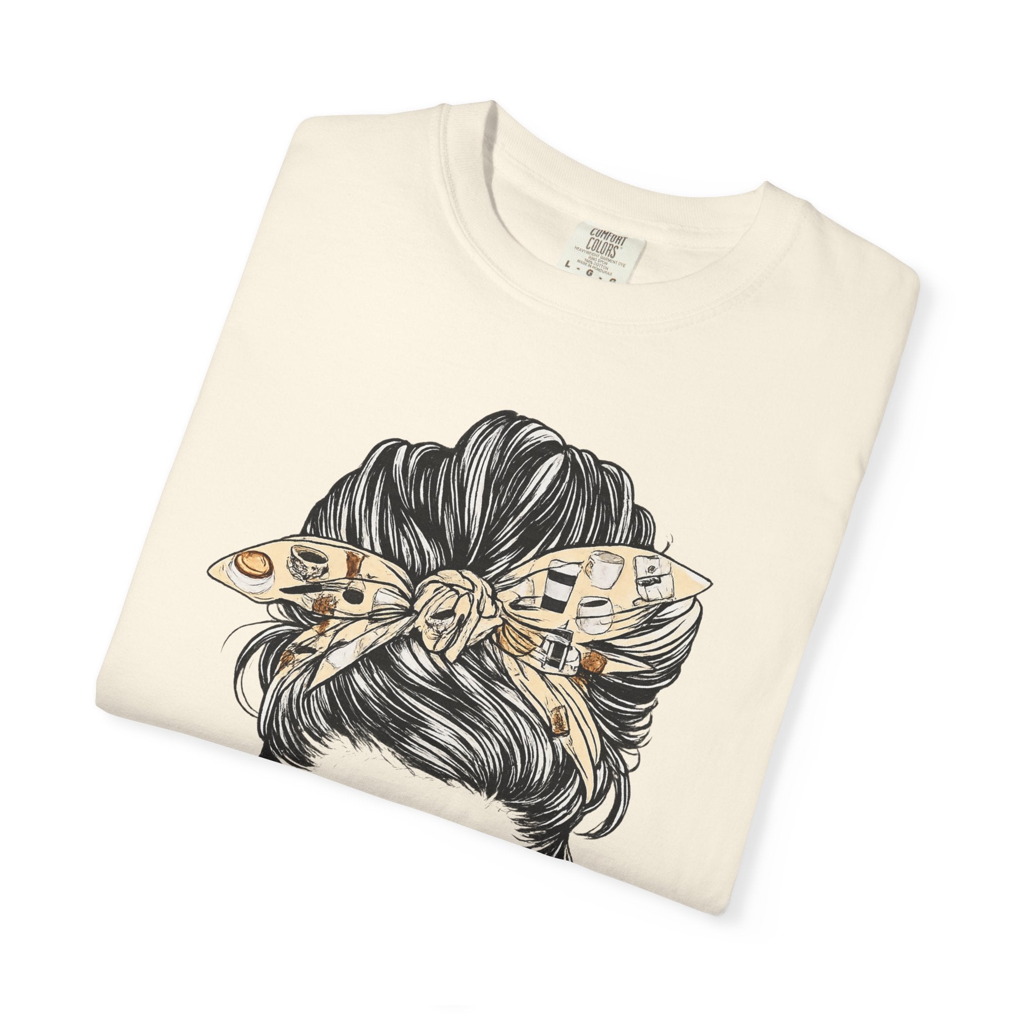 Mama Needs Coffee T-Shirt — Messy Bun Leopard Bandana Mom Tee