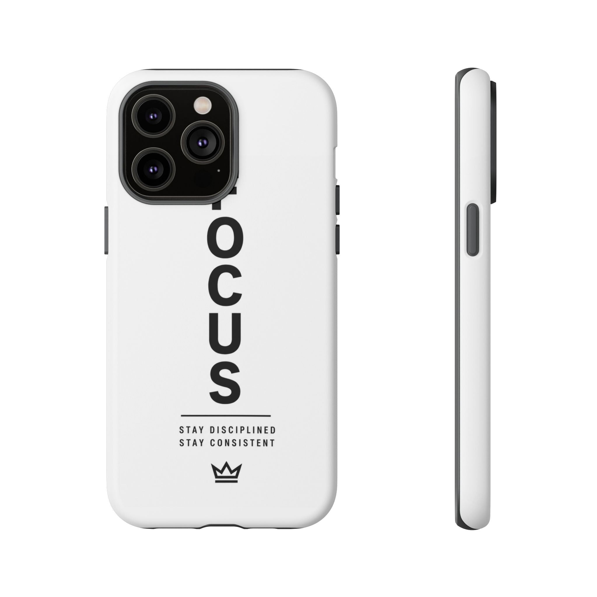 FOCUS Phone Case — Minimalist Motivational iPhone Cover (“Stay Disciplined, Stay Consistent”)