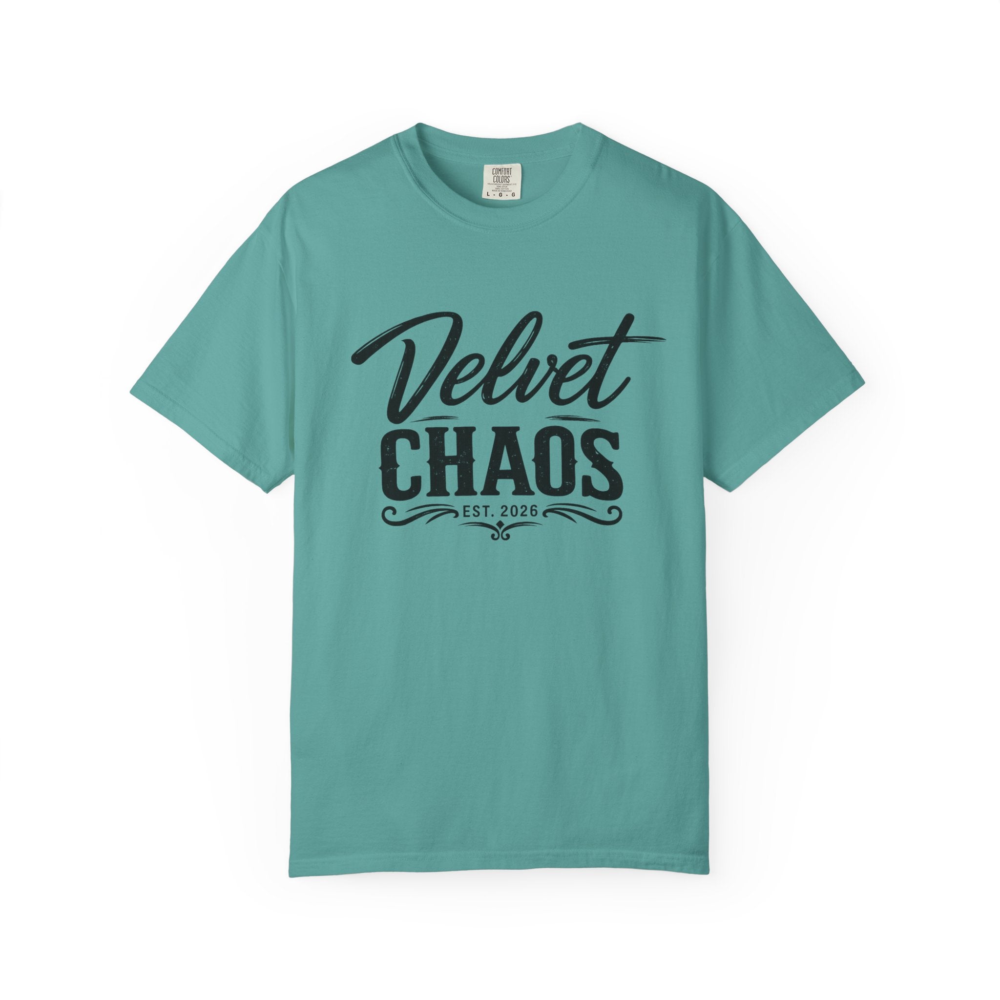 Velvet Chaos Graphic Tee — Vintage Script "Velvet Chaos" T‑Shirt