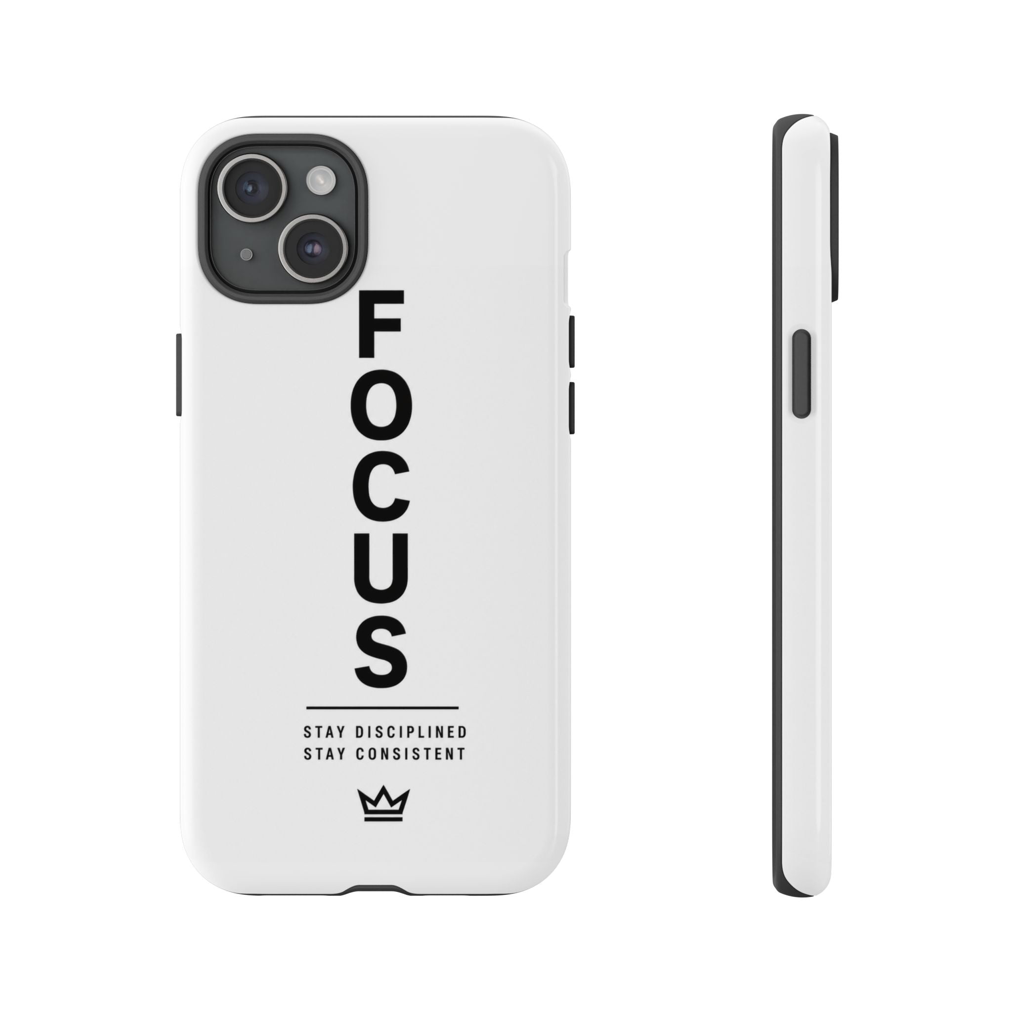 FOCUS Phone Case — Minimalist Motivational iPhone Cover (“Stay Disciplined, Stay Consistent”)