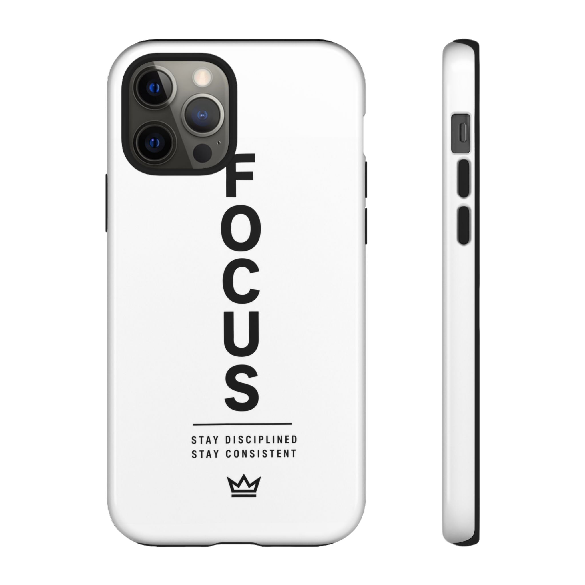 FOCUS Phone Case — Minimalist Motivational iPhone Cover (“Stay Disciplined, Stay Consistent”)