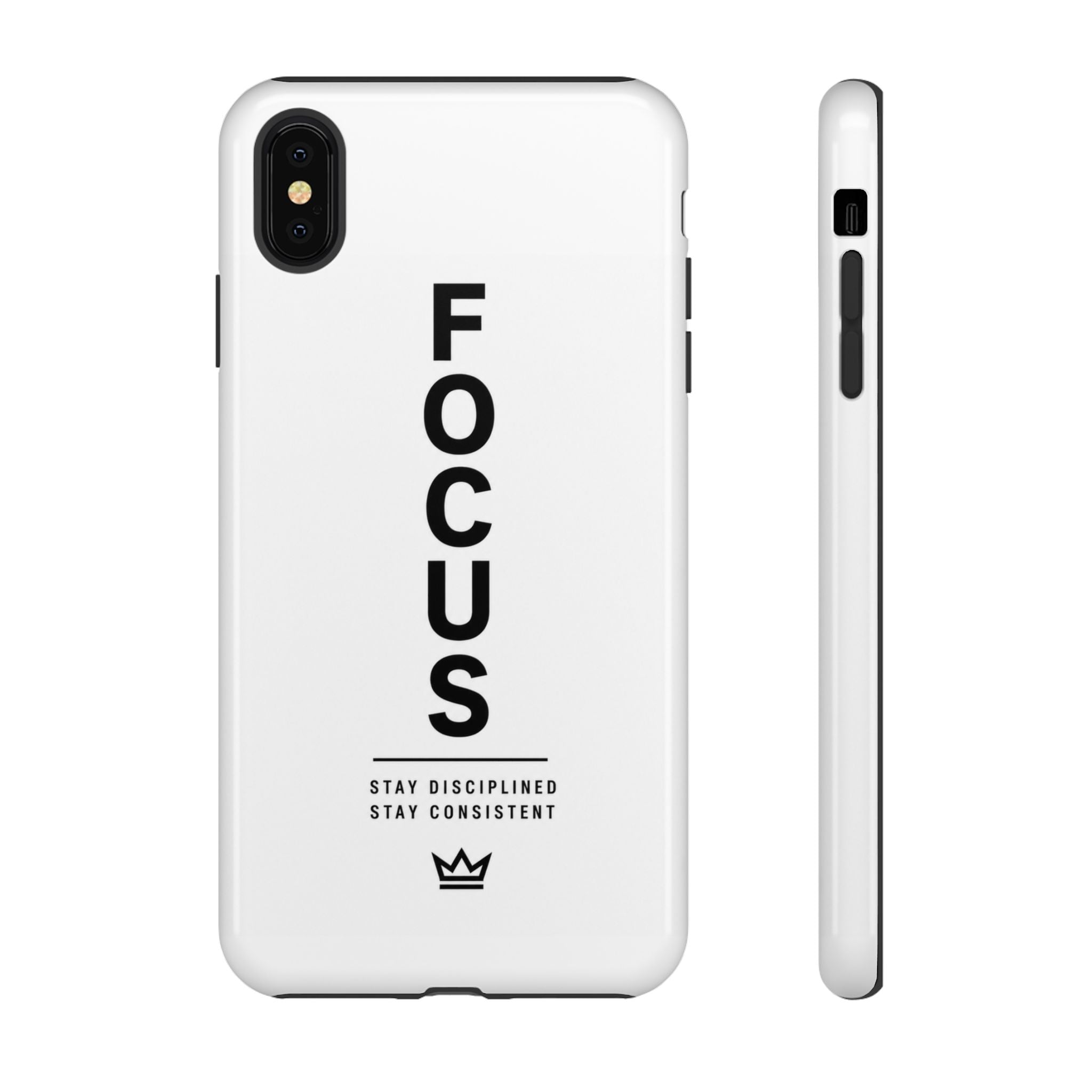 FOCUS Phone Case — Minimalist Motivational iPhone Cover (“Stay Disciplined, Stay Consistent”)