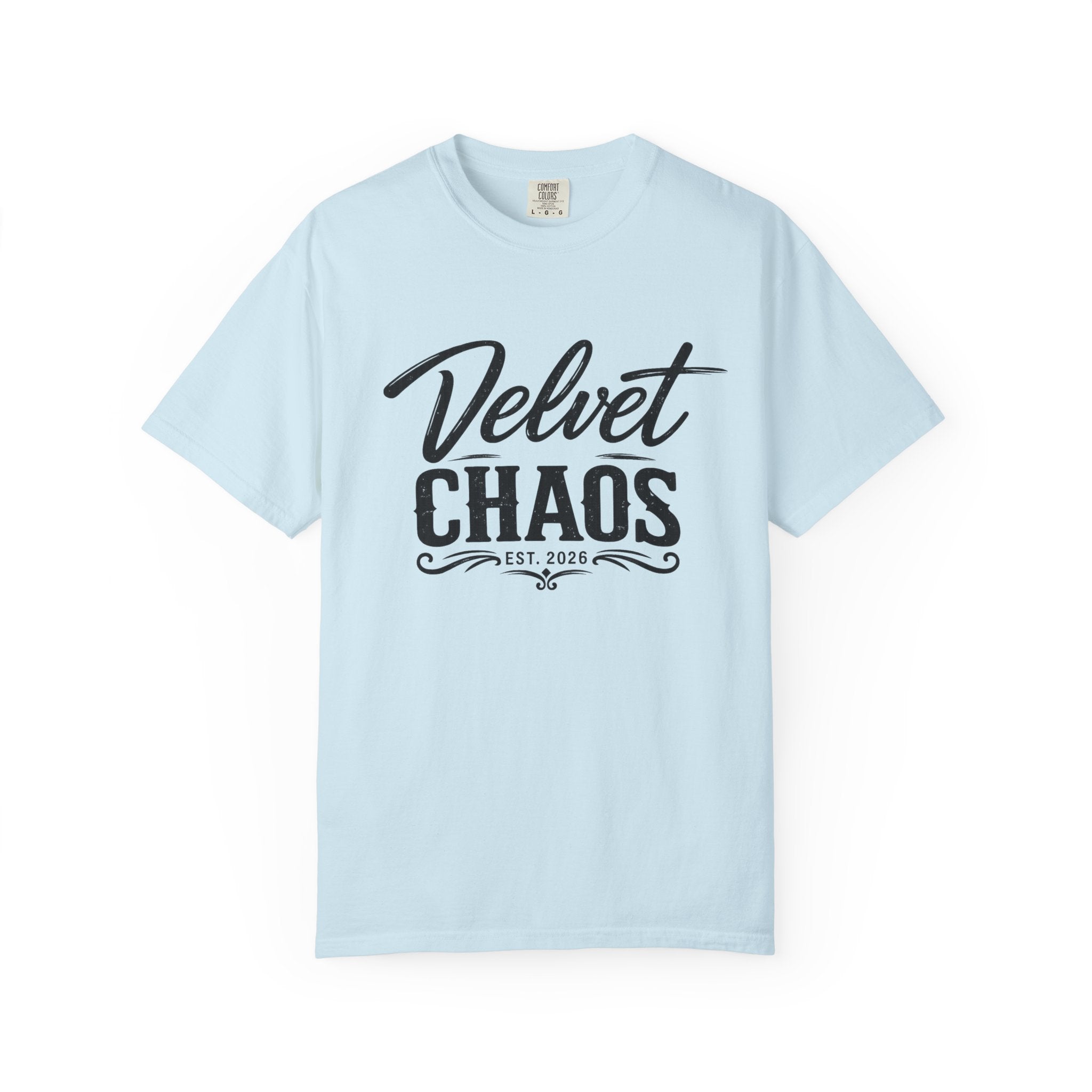 Velvet Chaos Graphic Tee — Vintage Script "Velvet Chaos" T‑Shirt