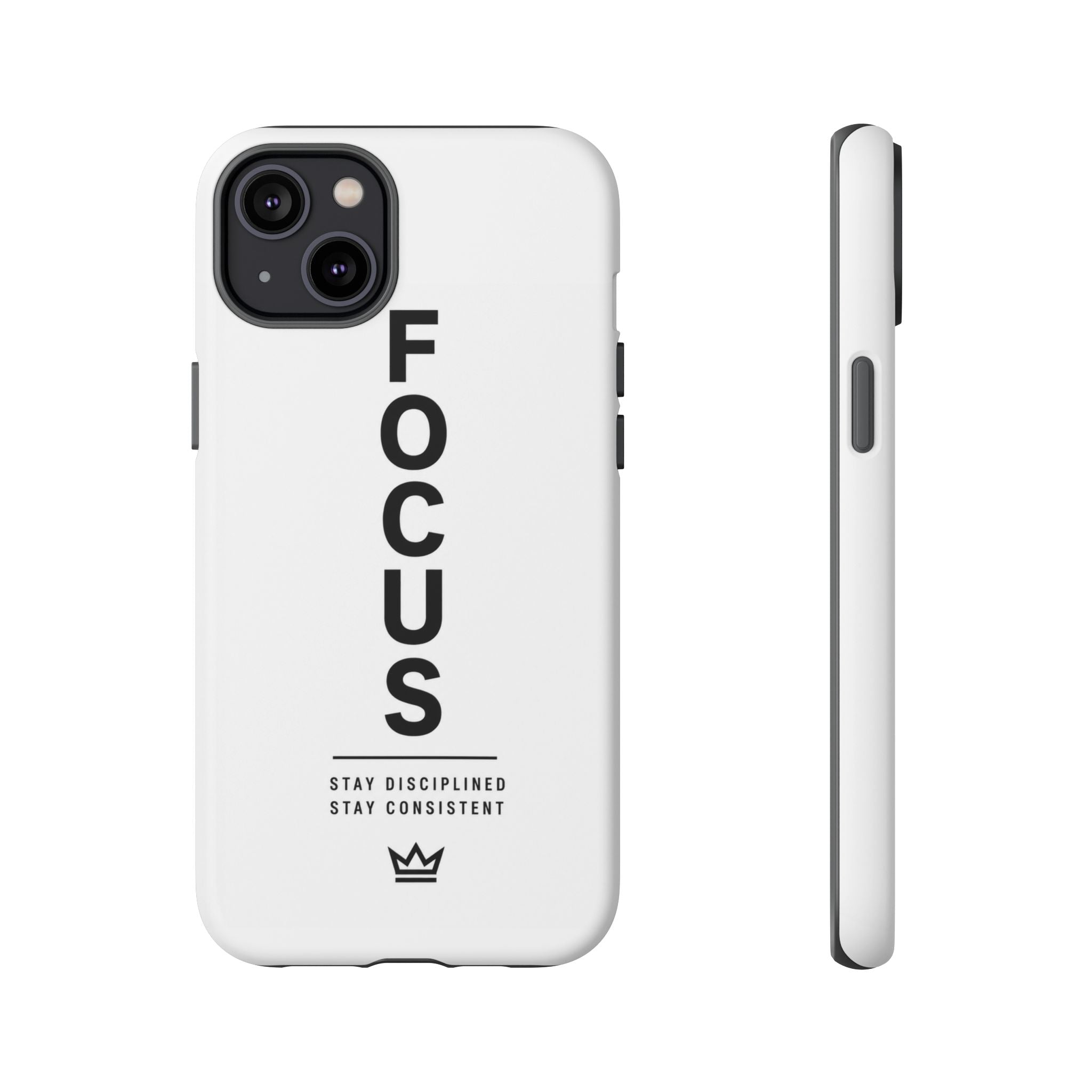 FOCUS Phone Case — Minimalist Motivational iPhone Cover (“Stay Disciplined, Stay Consistent”)