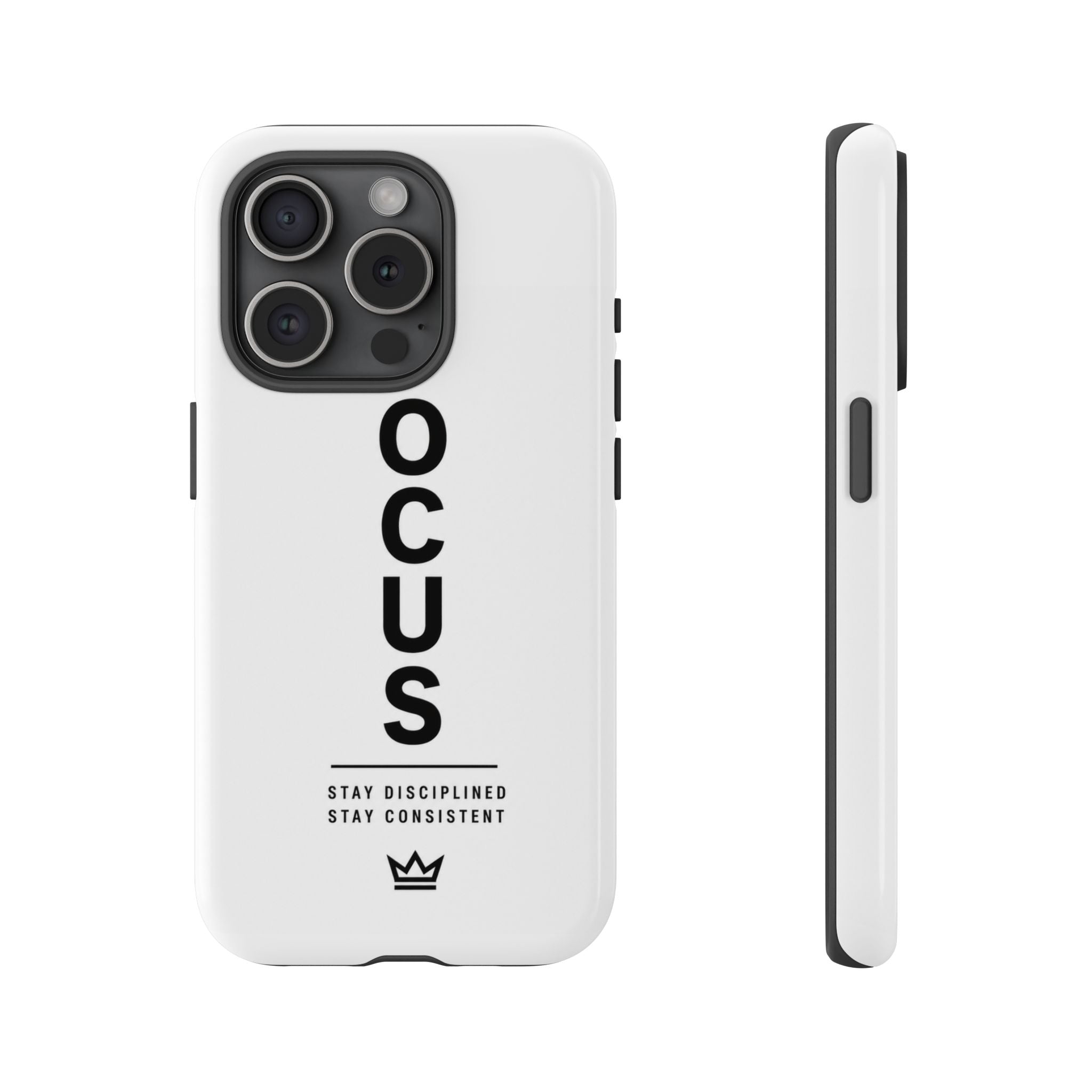 FOCUS Phone Case — Minimalist Motivational iPhone Cover (“Stay Disciplined, Stay Consistent”)