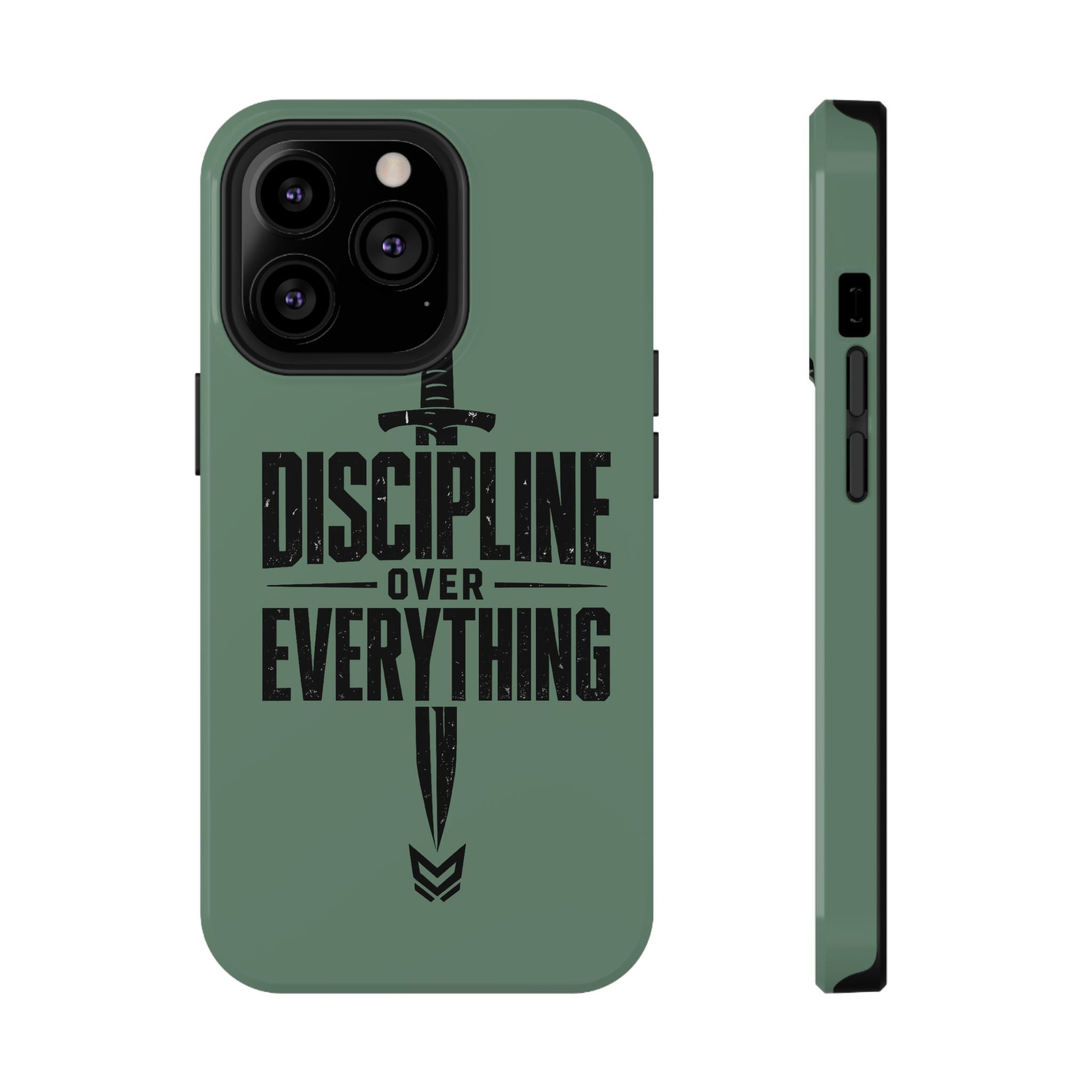 Phone Case — "Discipline Over Everything" Military Green Impact-Resistant Case