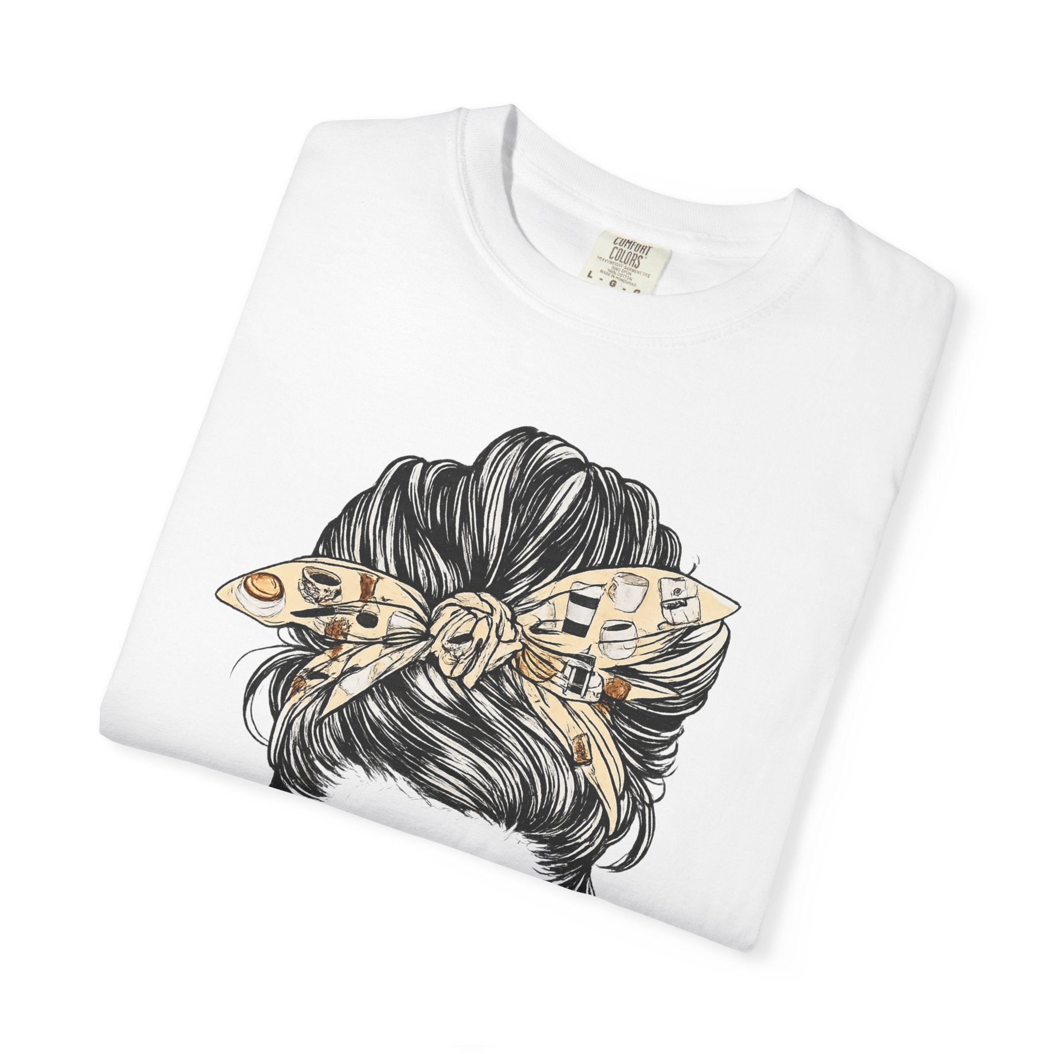 Mama Needs Coffee T-Shirt — Messy Bun Leopard Bandana Mom Tee