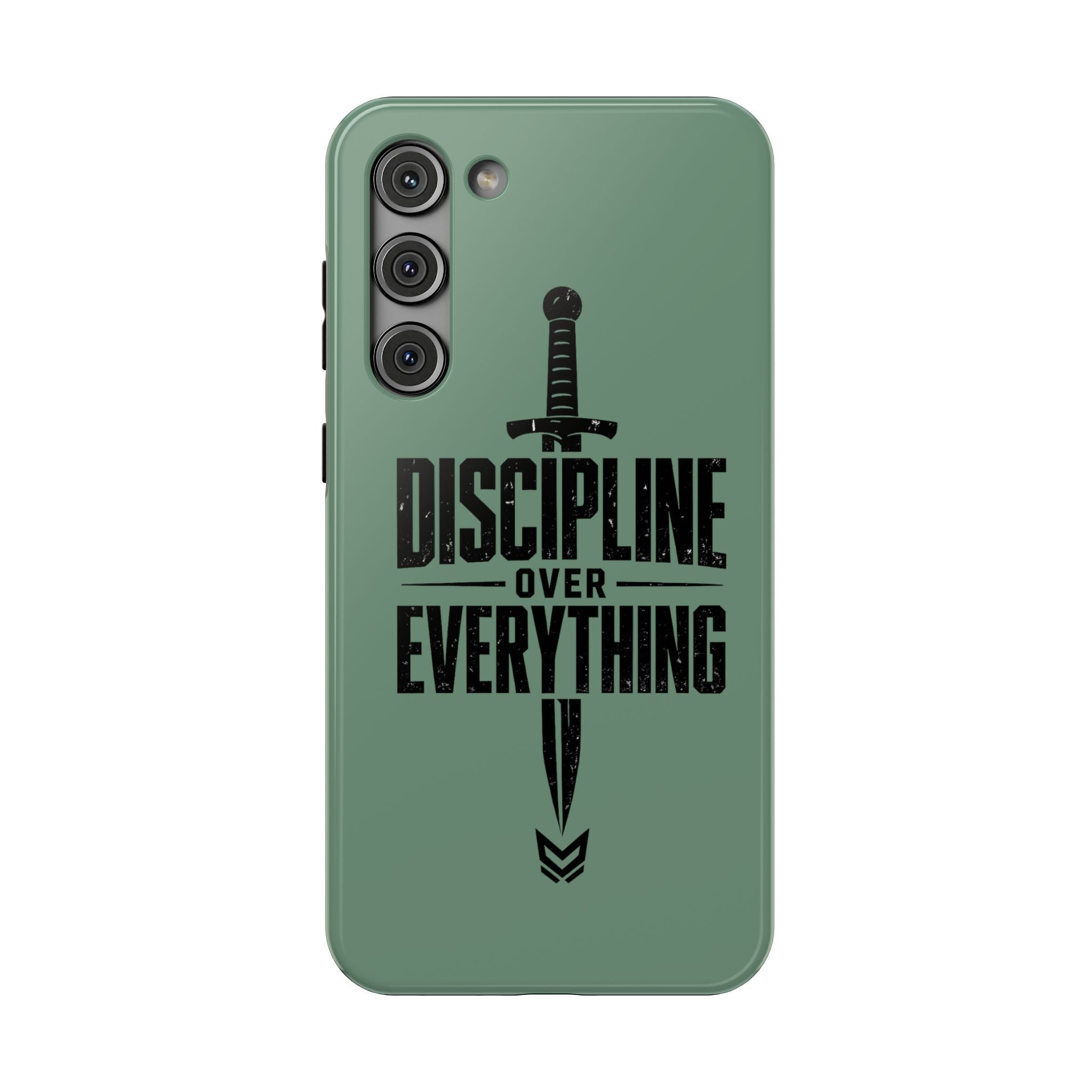 Phone Case — "Discipline Over Everything" Military Green Impact-Resistant Case