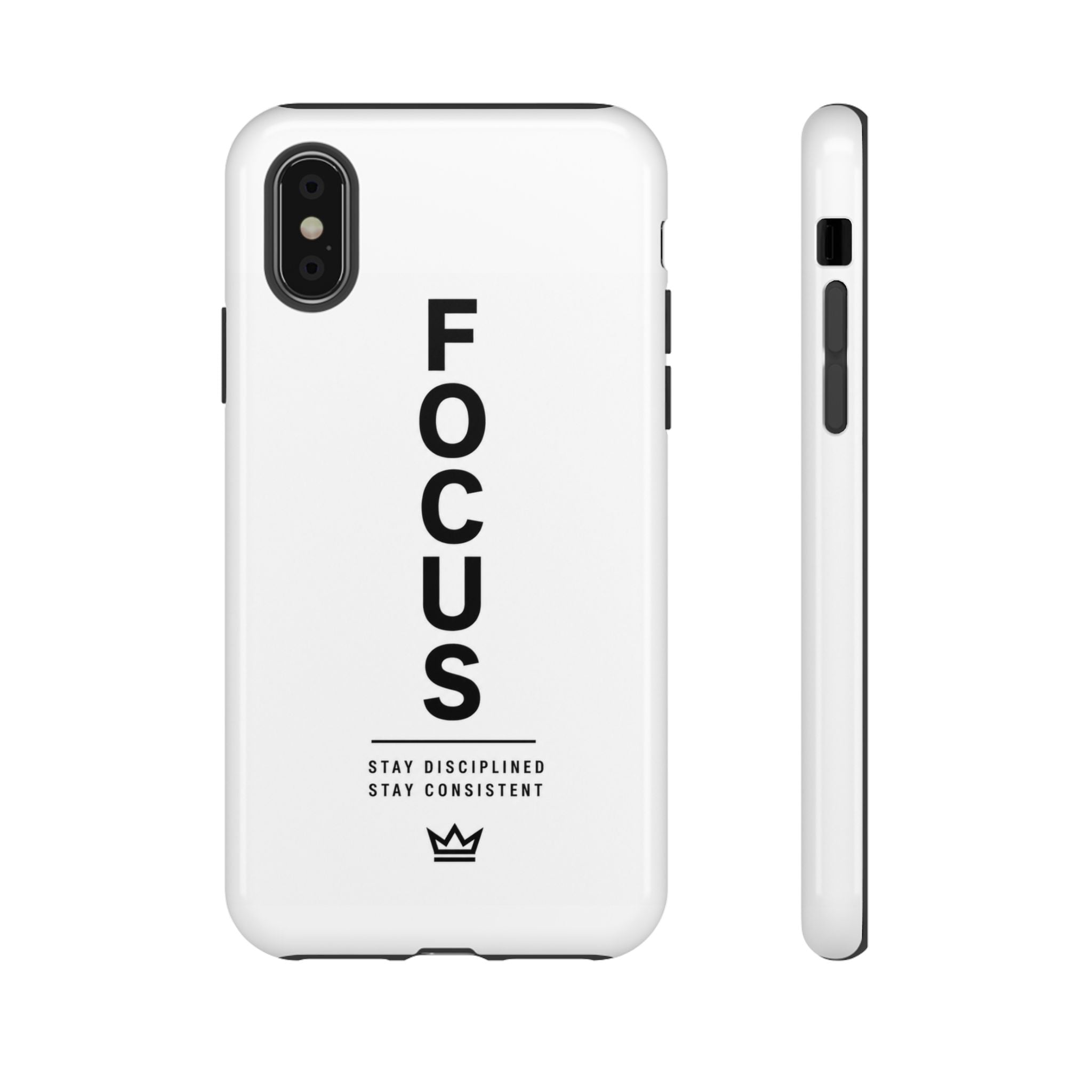 FOCUS Phone Case — Minimalist Motivational iPhone Cover (“Stay Disciplined, Stay Consistent”)