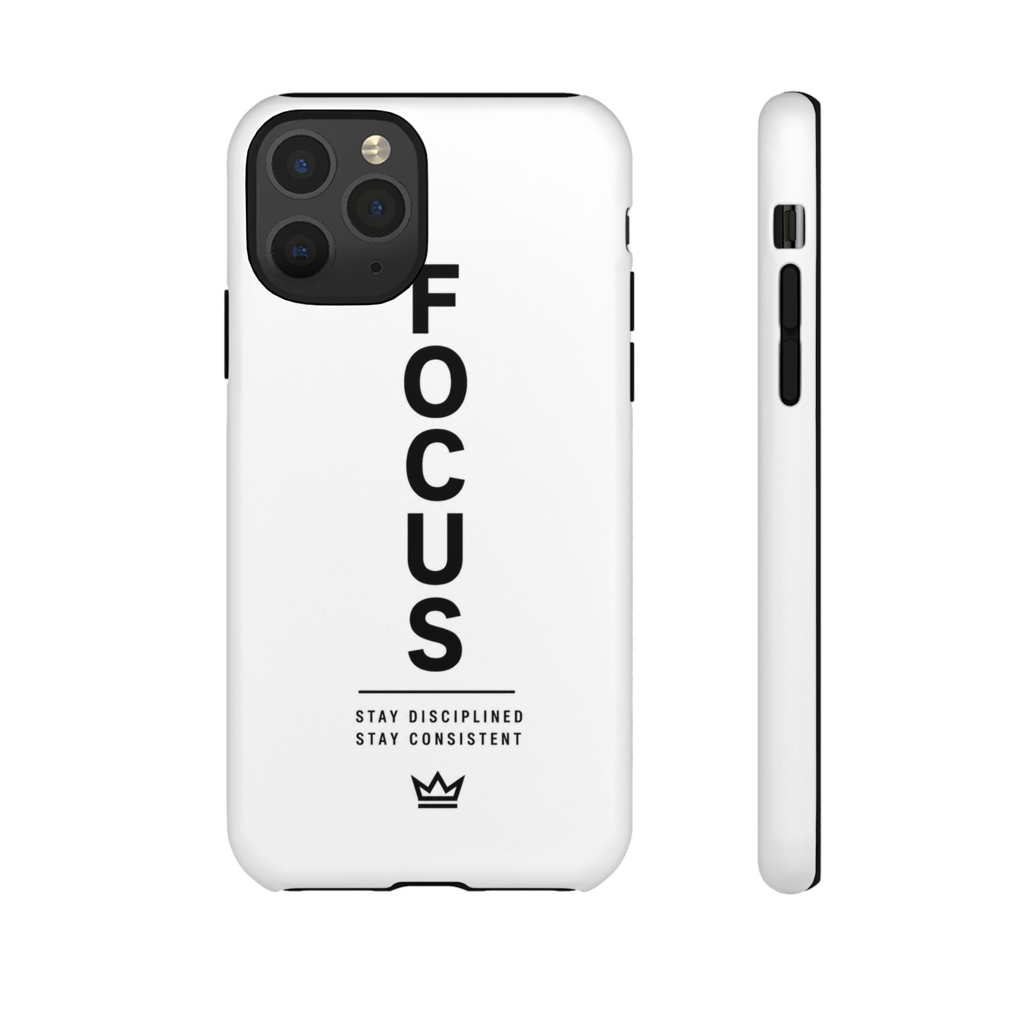 FOCUS Phone Case — Minimalist Motivational iPhone Cover (“Stay Disciplined, Stay Consistent”)