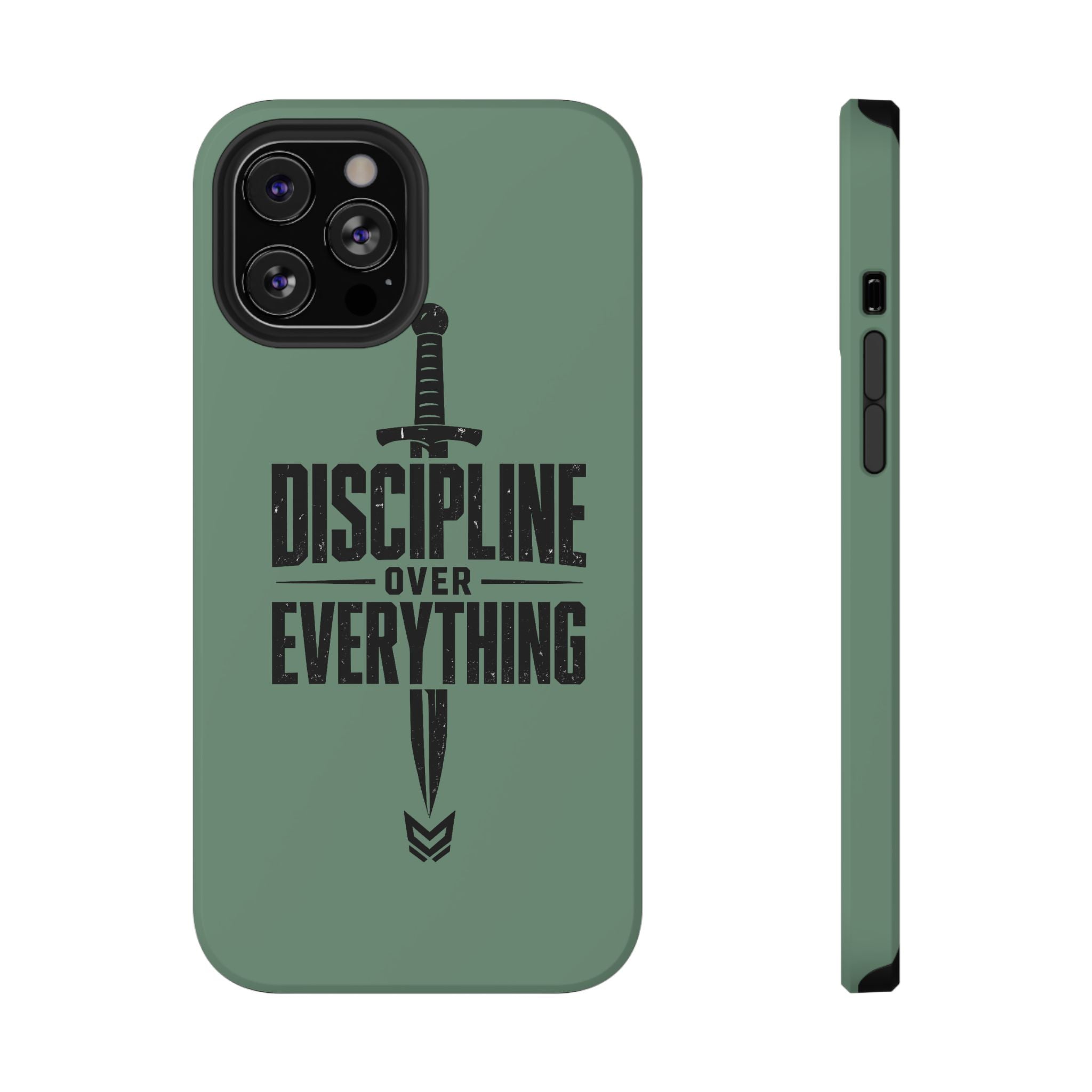 Phone Case — "Discipline Over Everything" Military Green Impact-Resistant Case