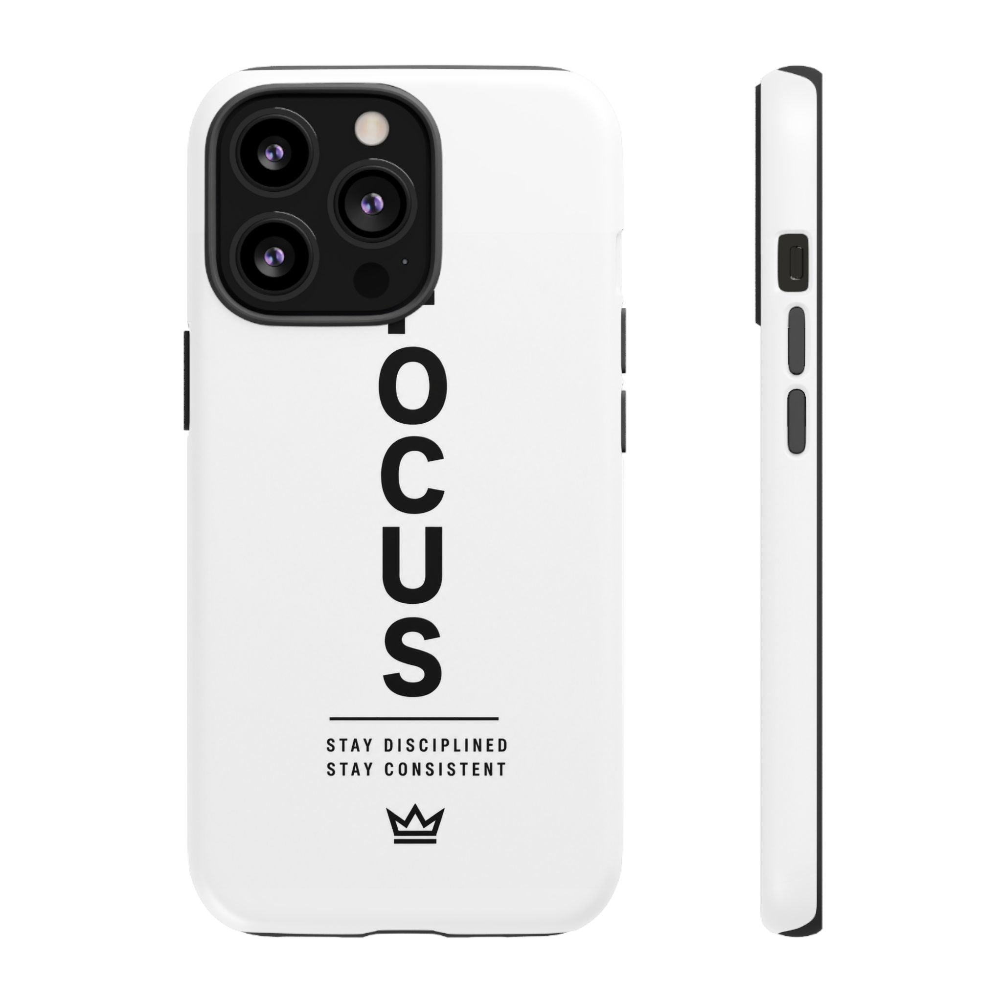 FOCUS Phone Case — Minimalist Motivational iPhone Cover (“Stay Disciplined, Stay Consistent”)