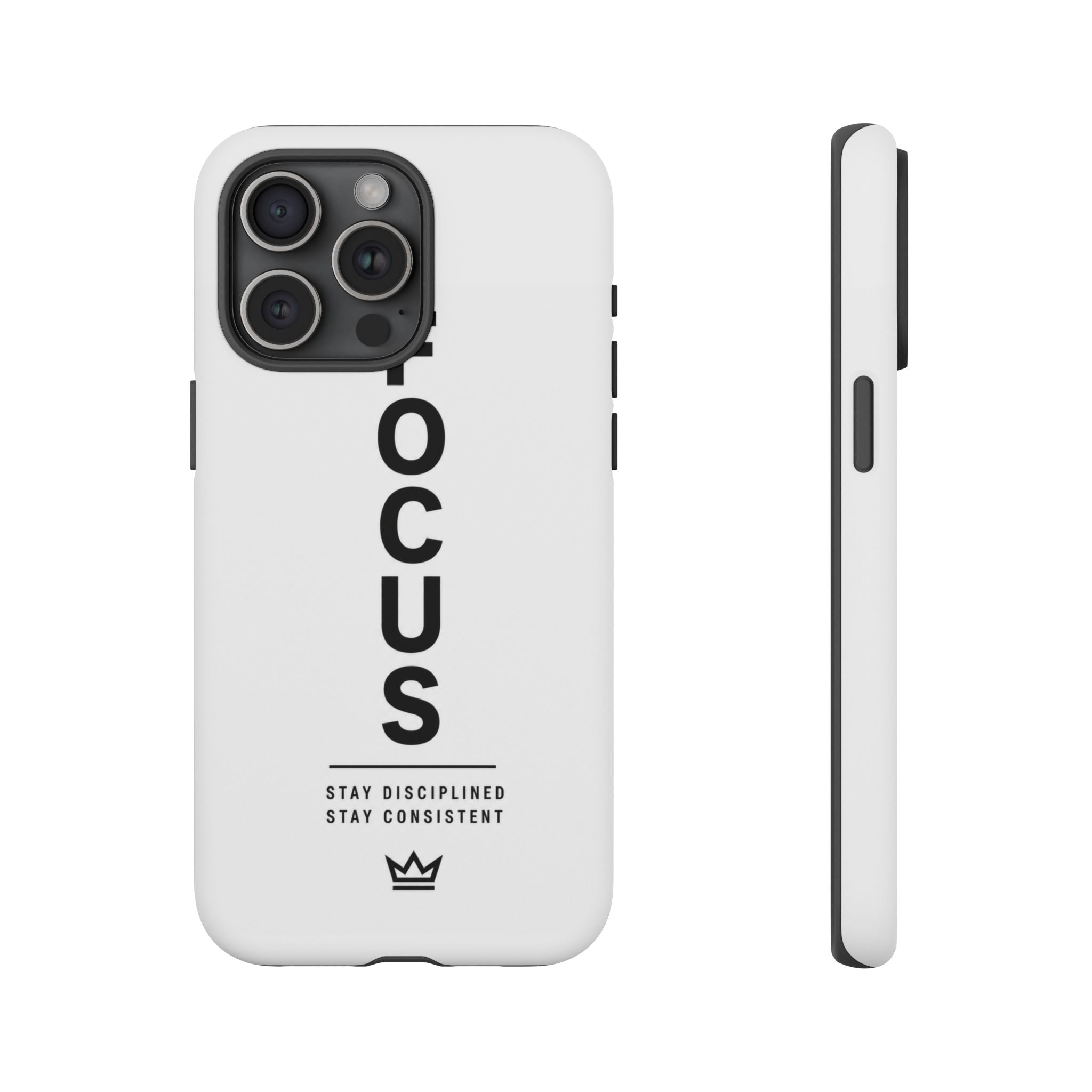 FOCUS Phone Case — Minimalist Motivational iPhone Cover (“Stay Disciplined, Stay Consistent”)
